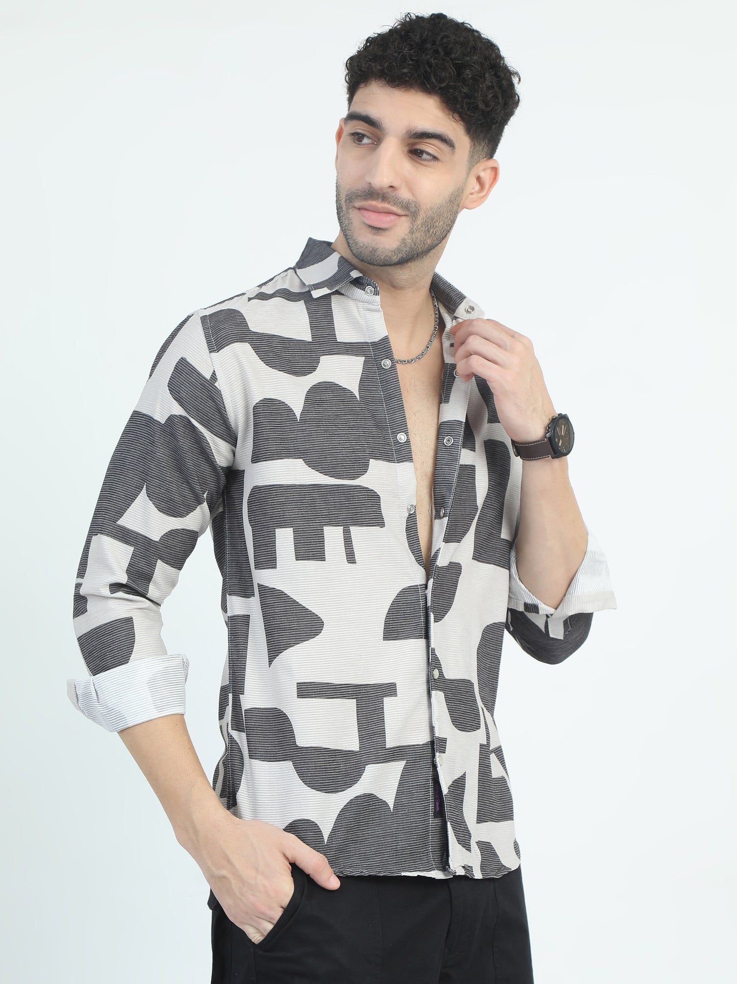 Midnight Printed Cordroy Fabric Shirts