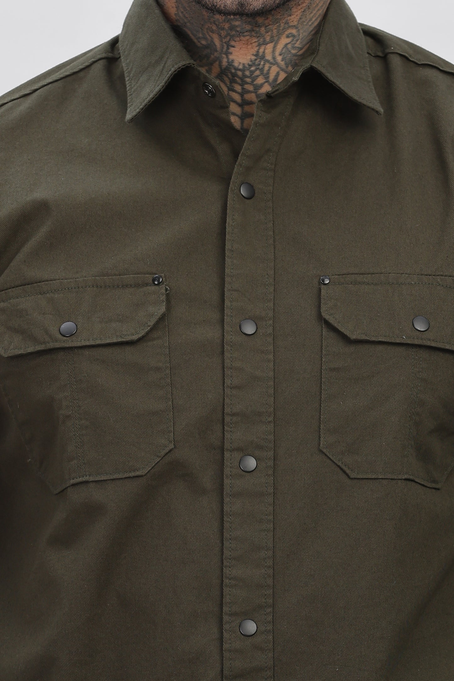 Olive Green Regular Solid Shirt For Men