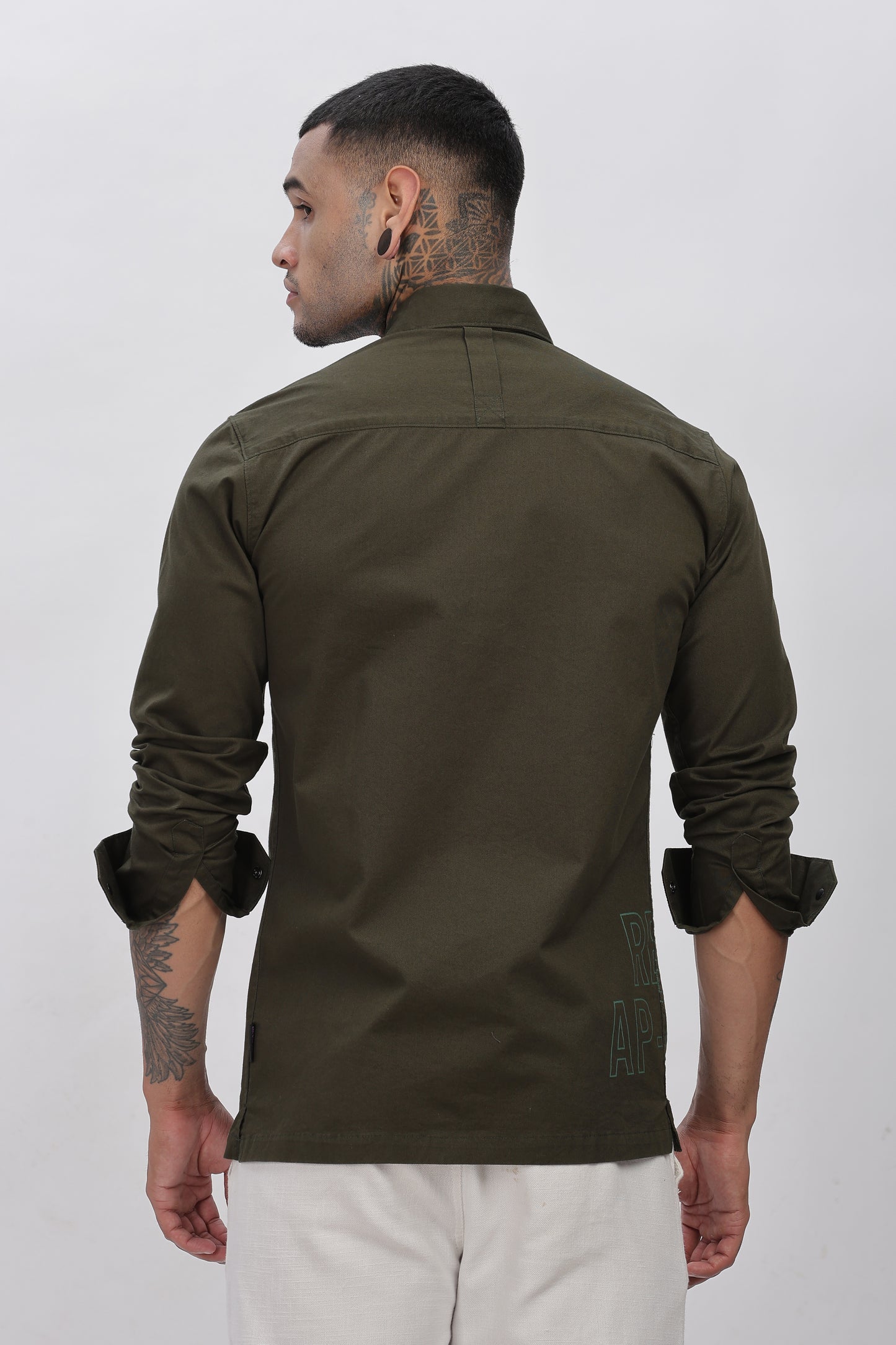 Olive Green Regular Solid Shirt For Men