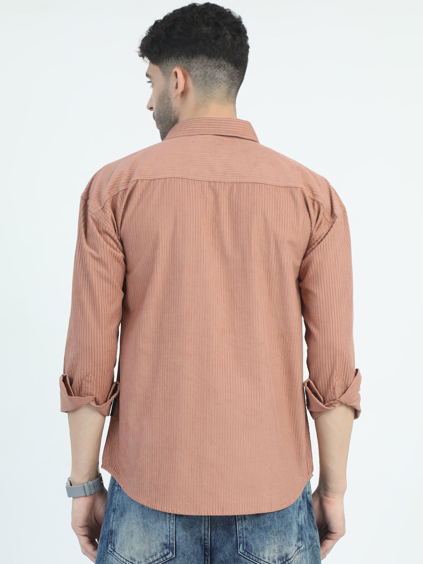 Orange Corduroy Regular Collar Shirt