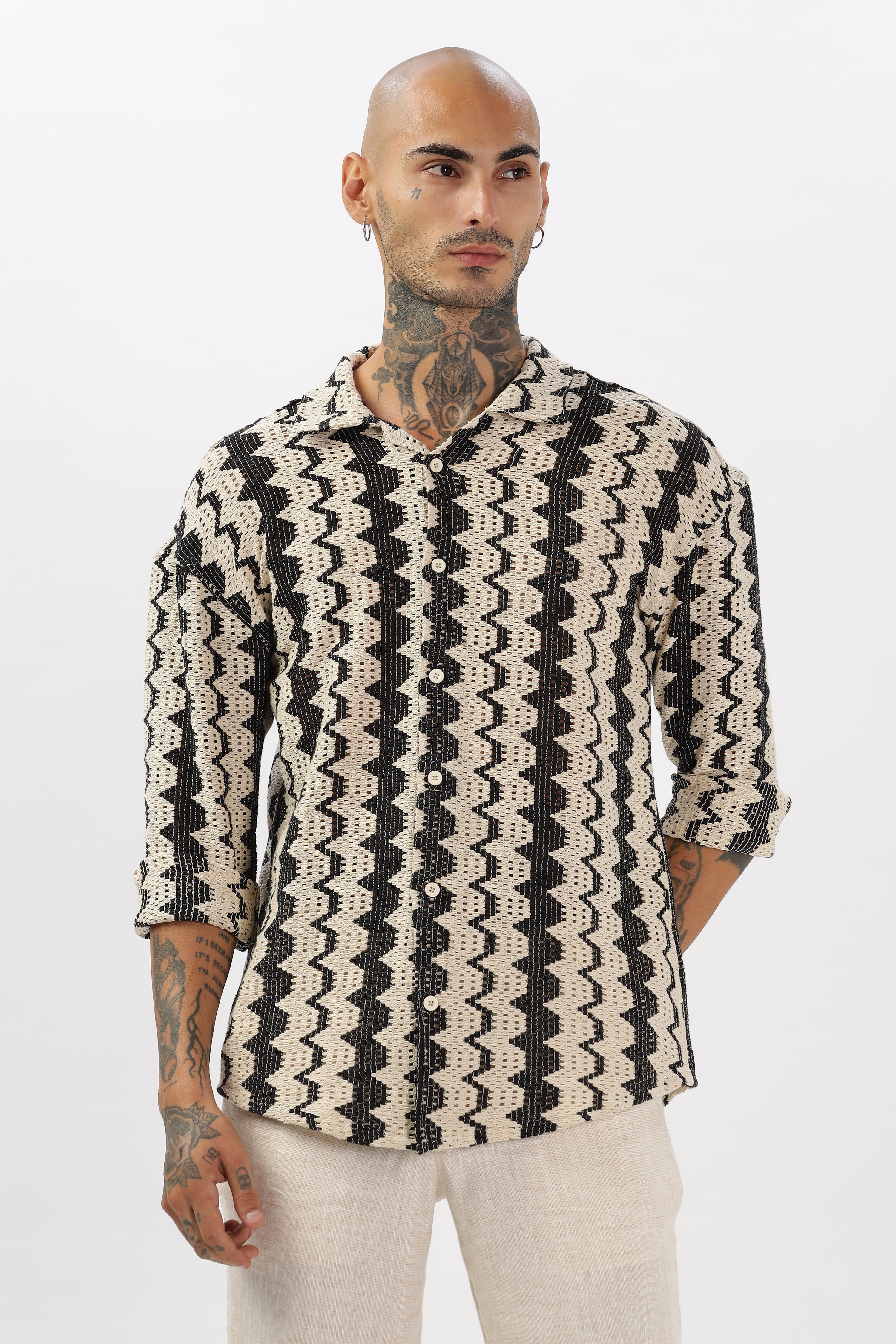 トップス MLVINCE cuban shirt Buy Printed Cuban Collar Textured Jersey Short Sleeve Shirts