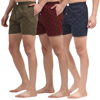 Rifle Green, Cocoa Bean & Baltic Sea - Pack Of 3 Printed Boxer