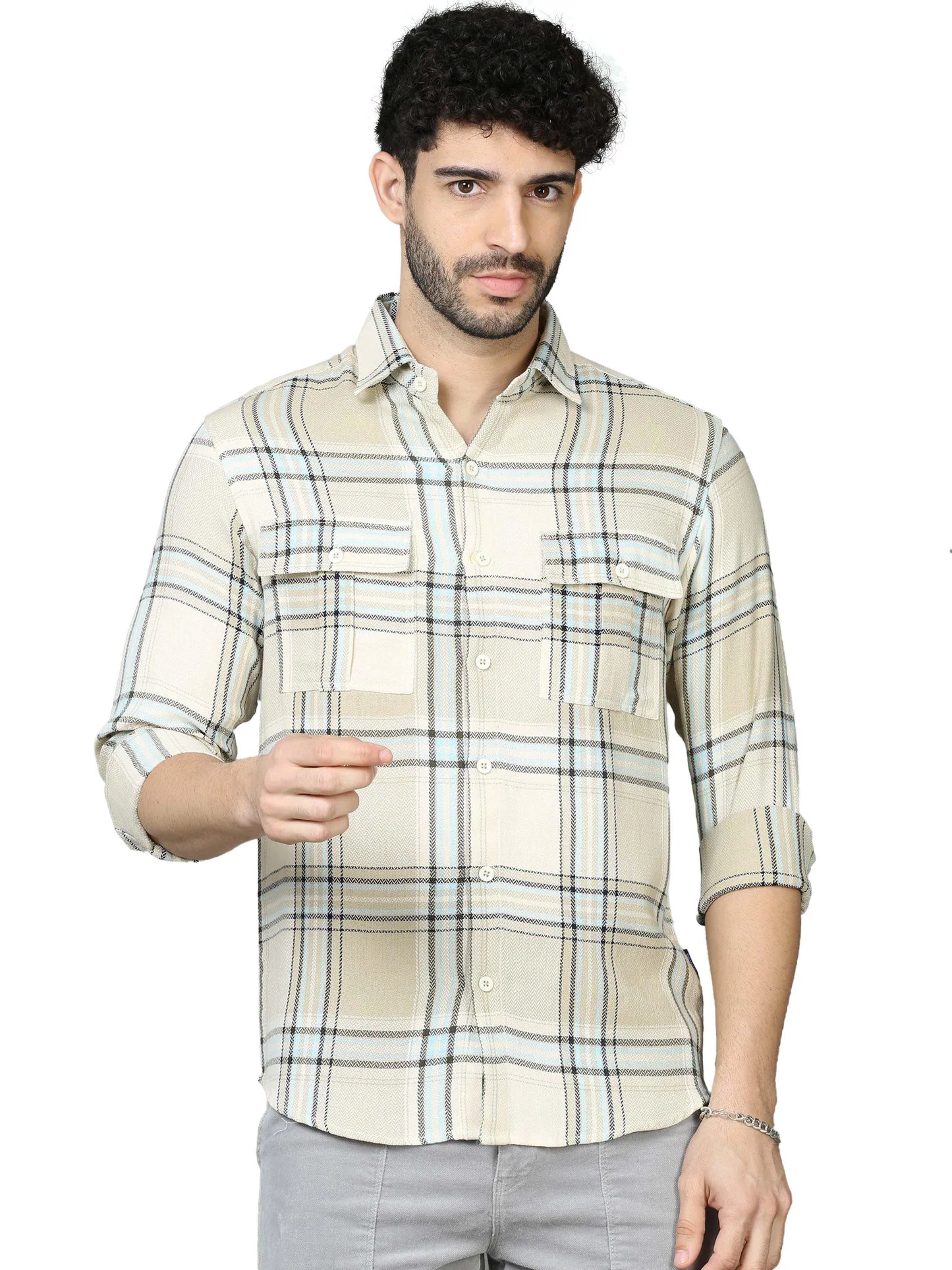 Neutral Delight Checkered Shirt for Men 