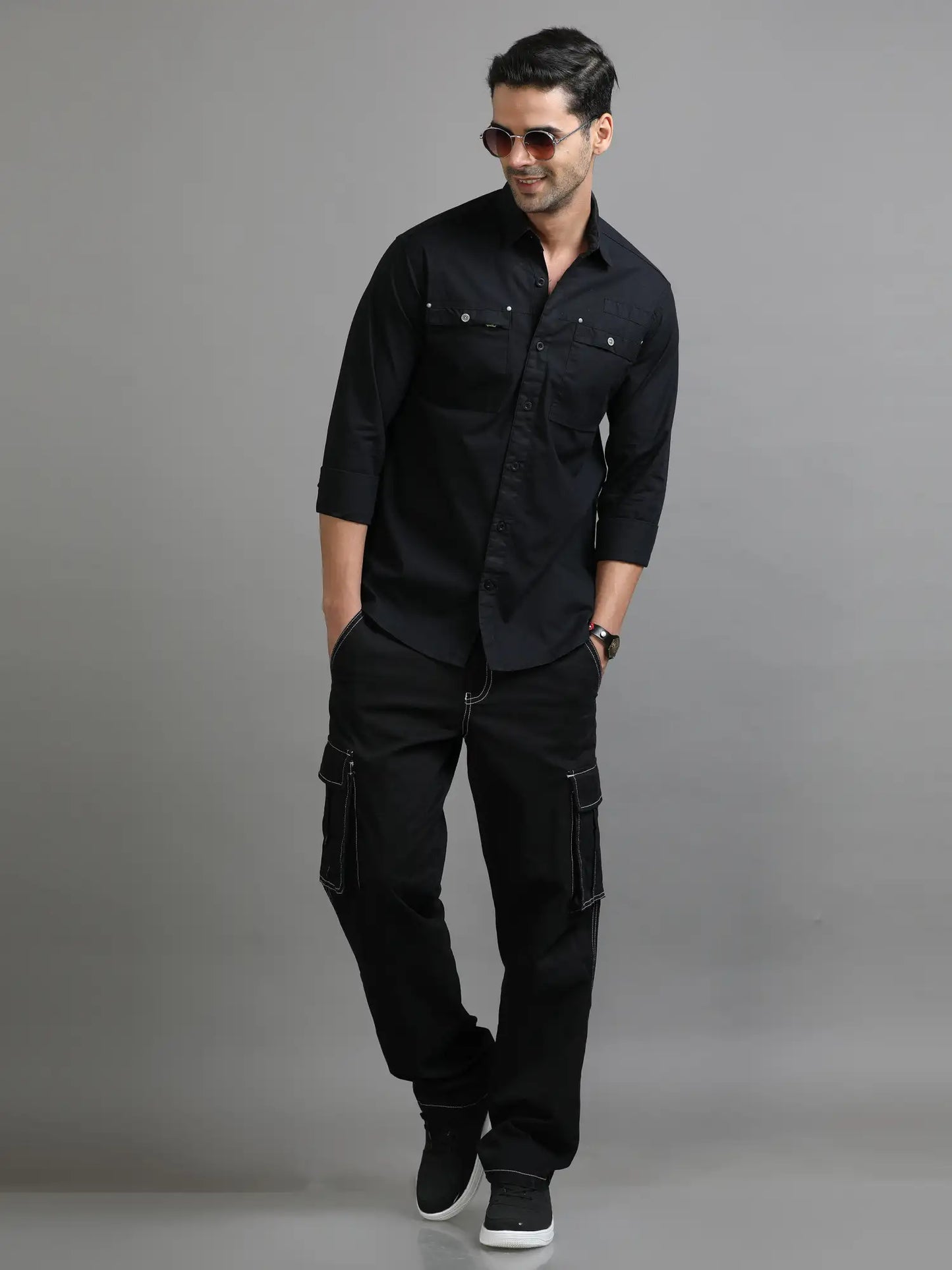 Bold and Black Solid Shirt for Men 