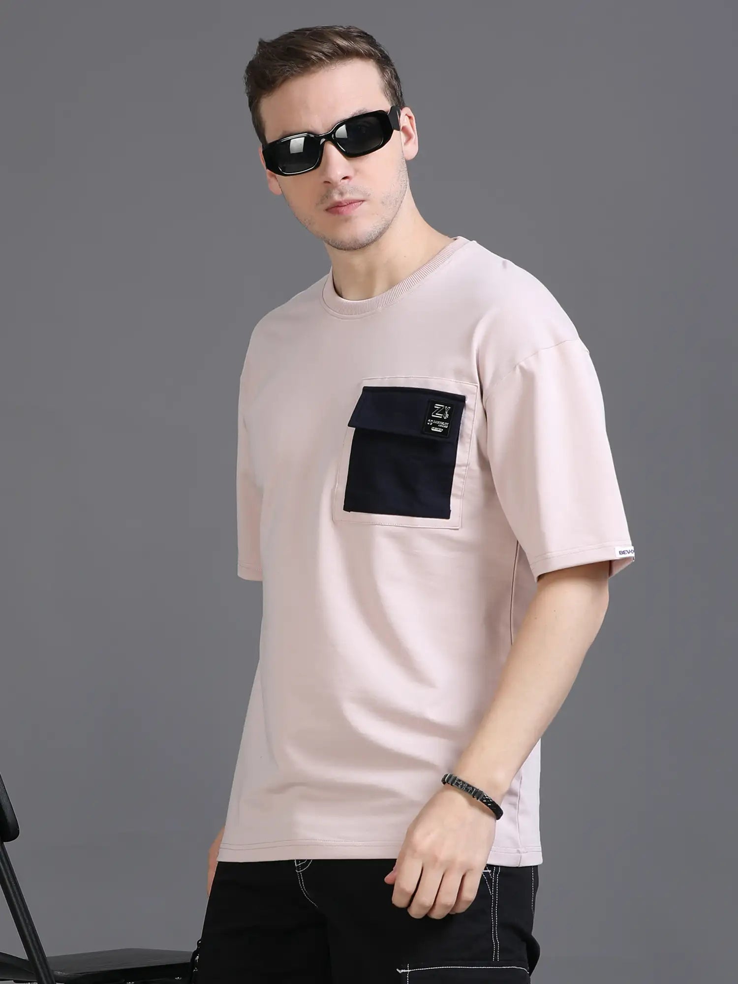 Pink Drop Shoulder T Shirt for Men