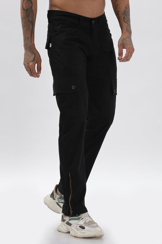 Black Comfort Fit Cargo Pants