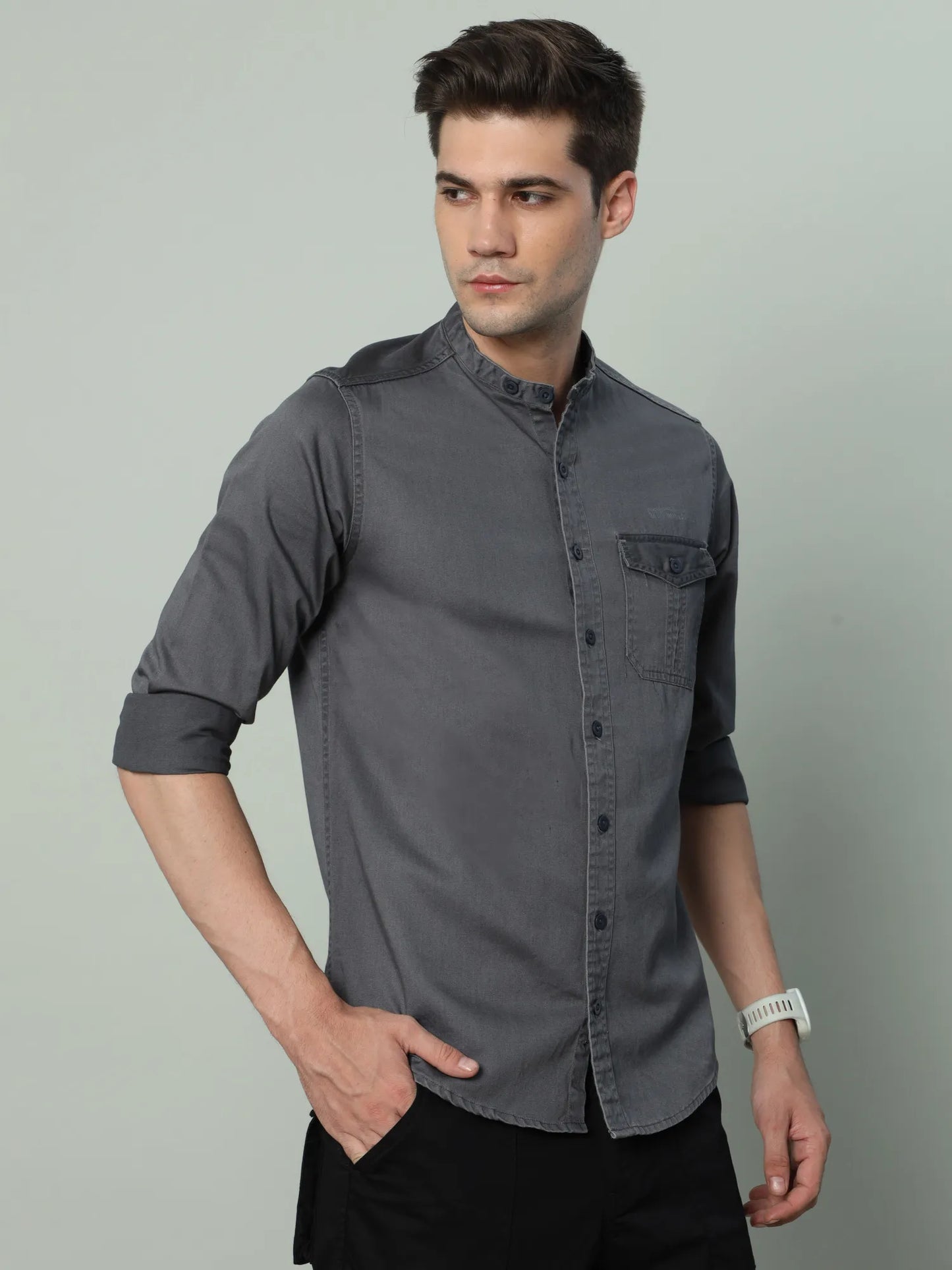 Grey Cargo Shirt for Men