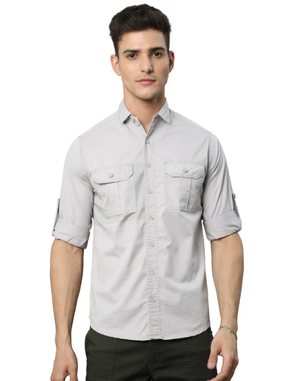 Grey Cargo Shirt for Men