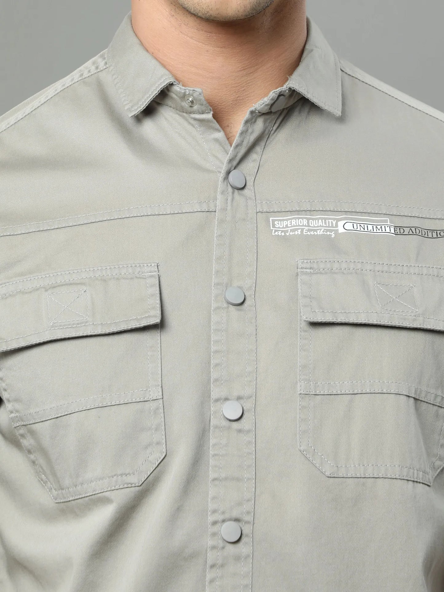 Grey Double pocket Cargo Shirt for Men