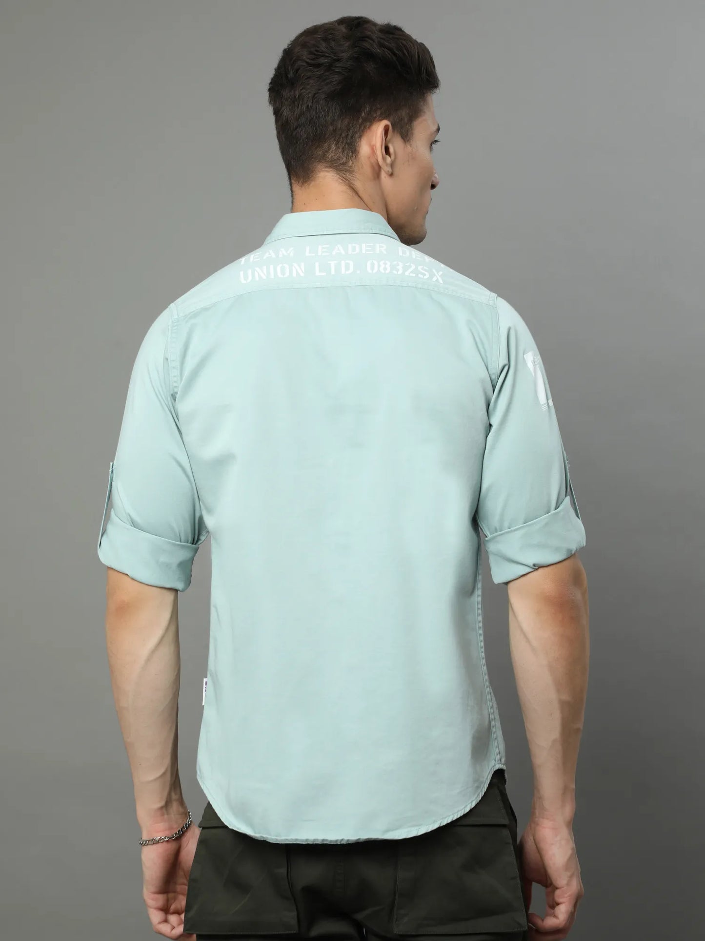 Blue Double Pocket Cargo Shirt for Men 