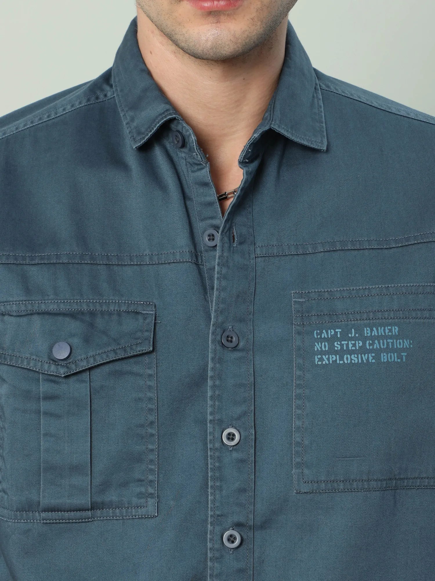 Blue Double pocket Cargo Shirt for Men
