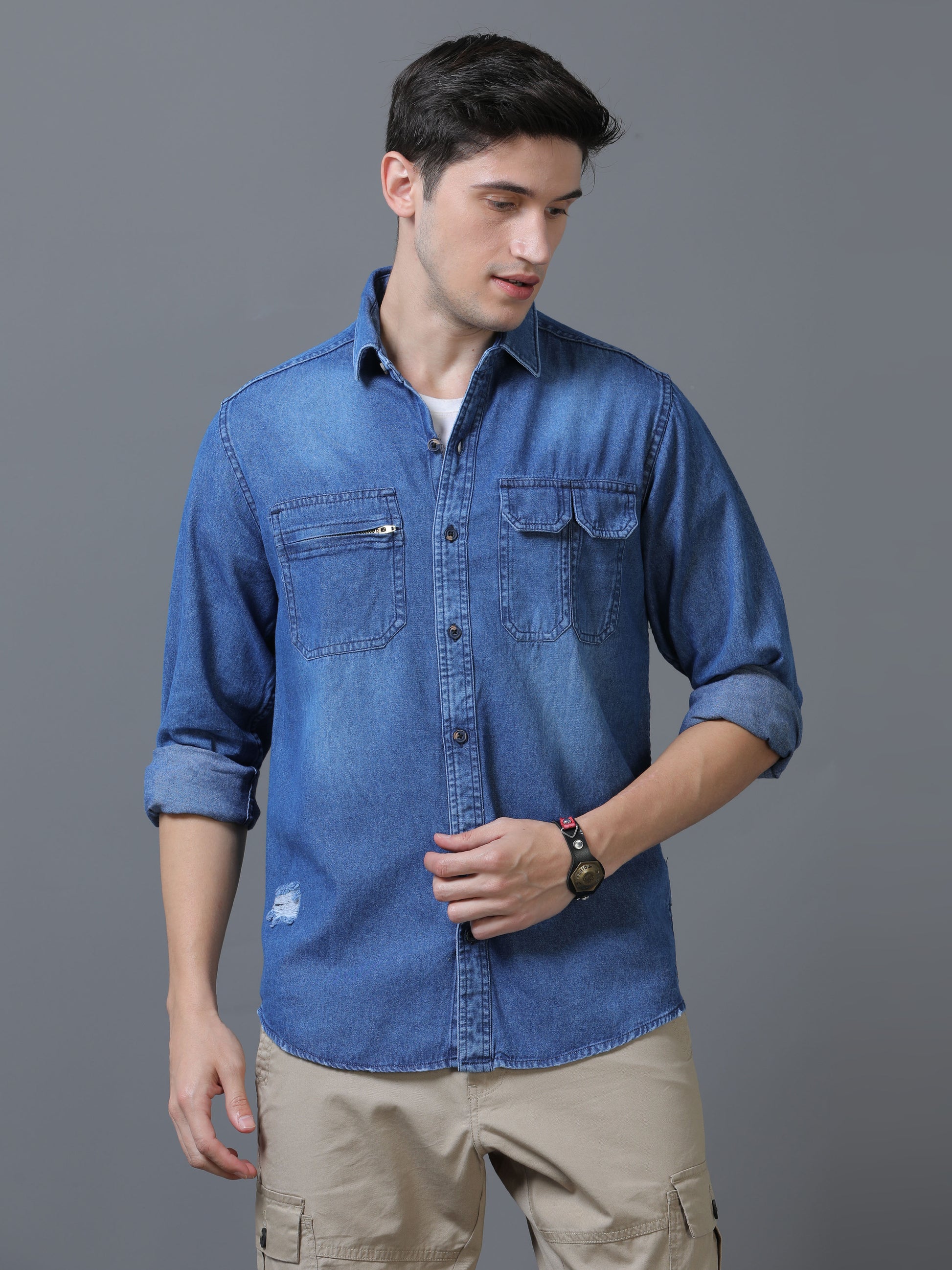 Light Wash Denim Shirt - Main Image