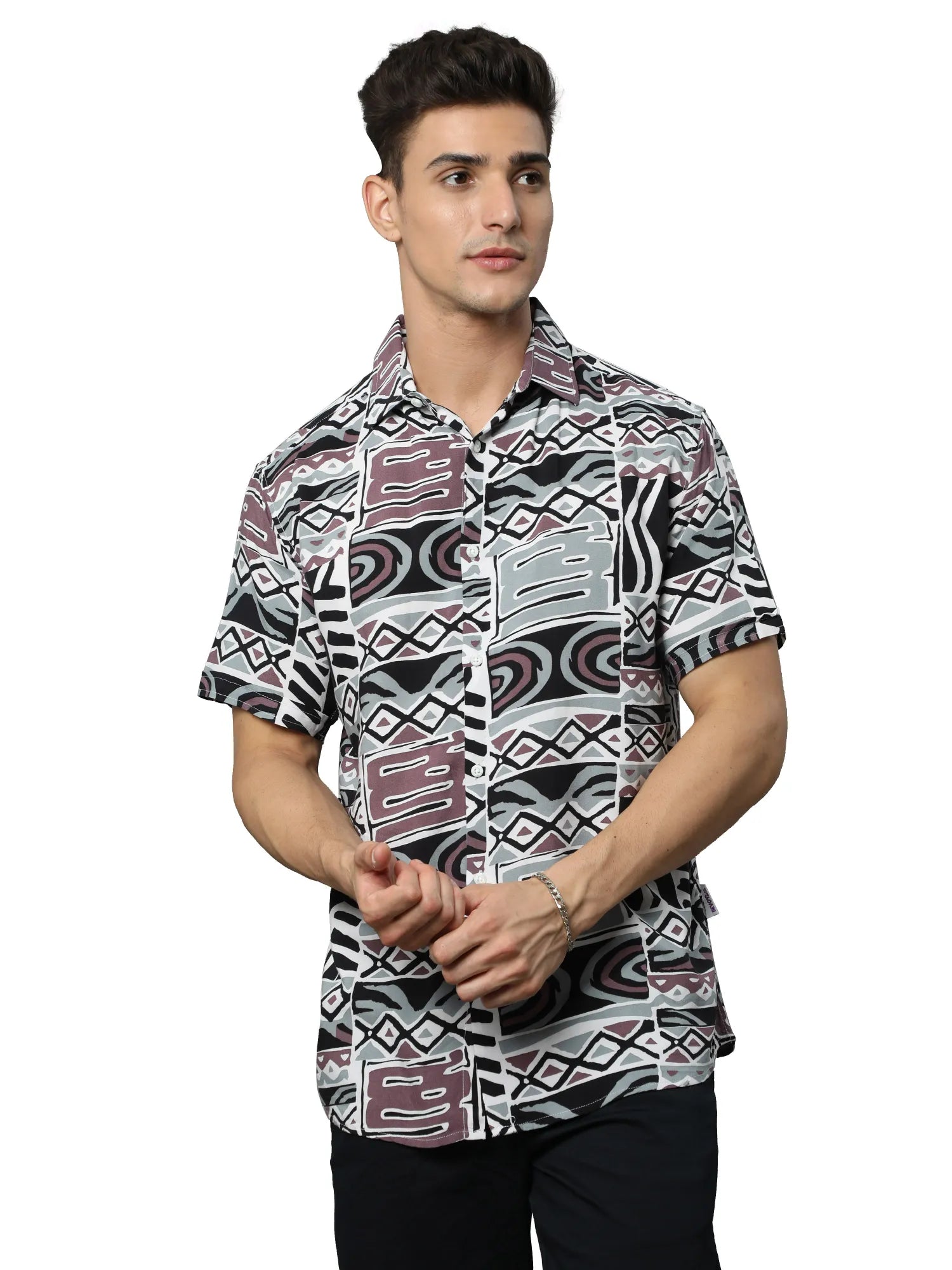 Mens Black Rayon Shirt for Men 