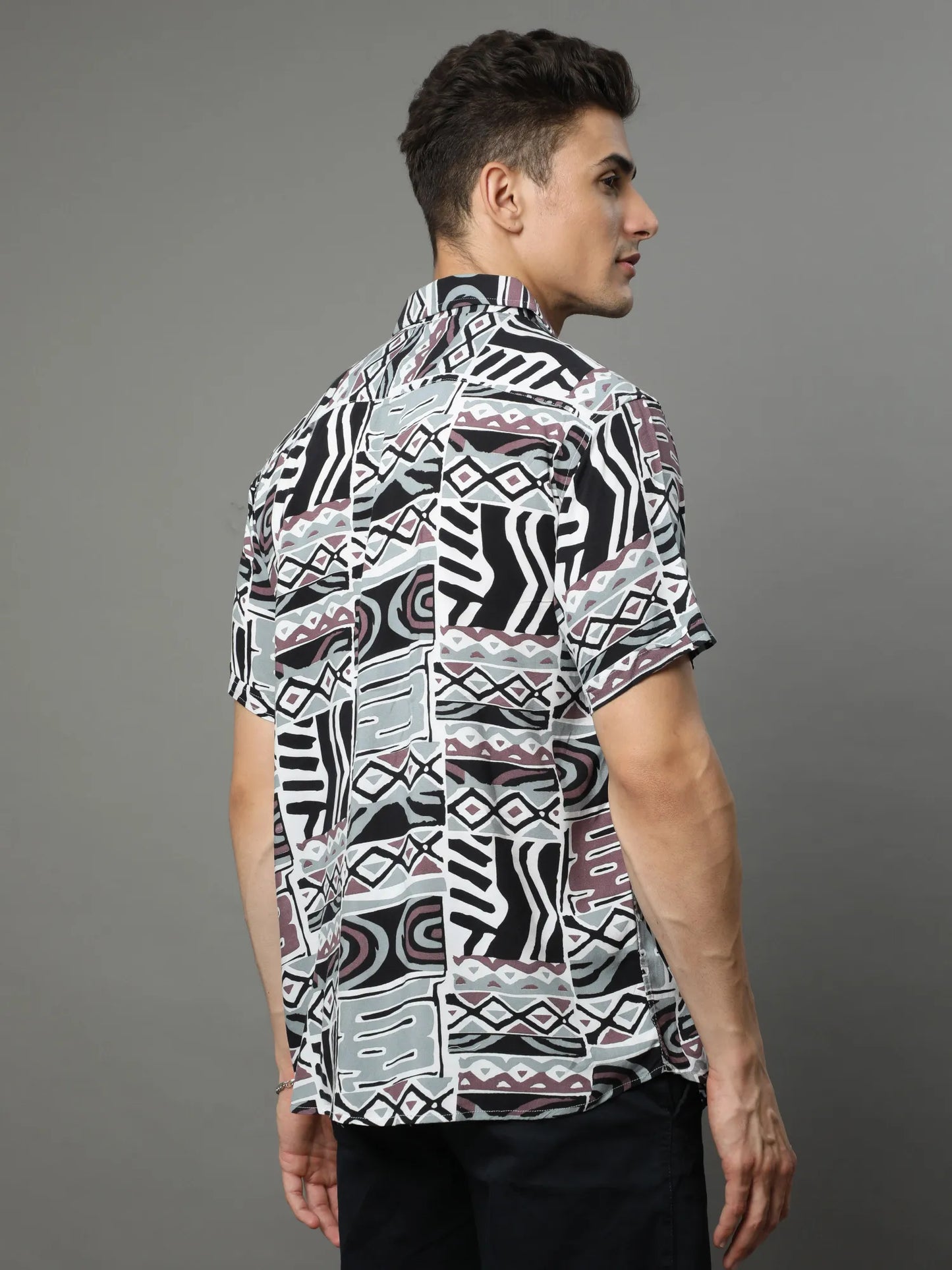 Mens Black Rayon Shirt for Men 