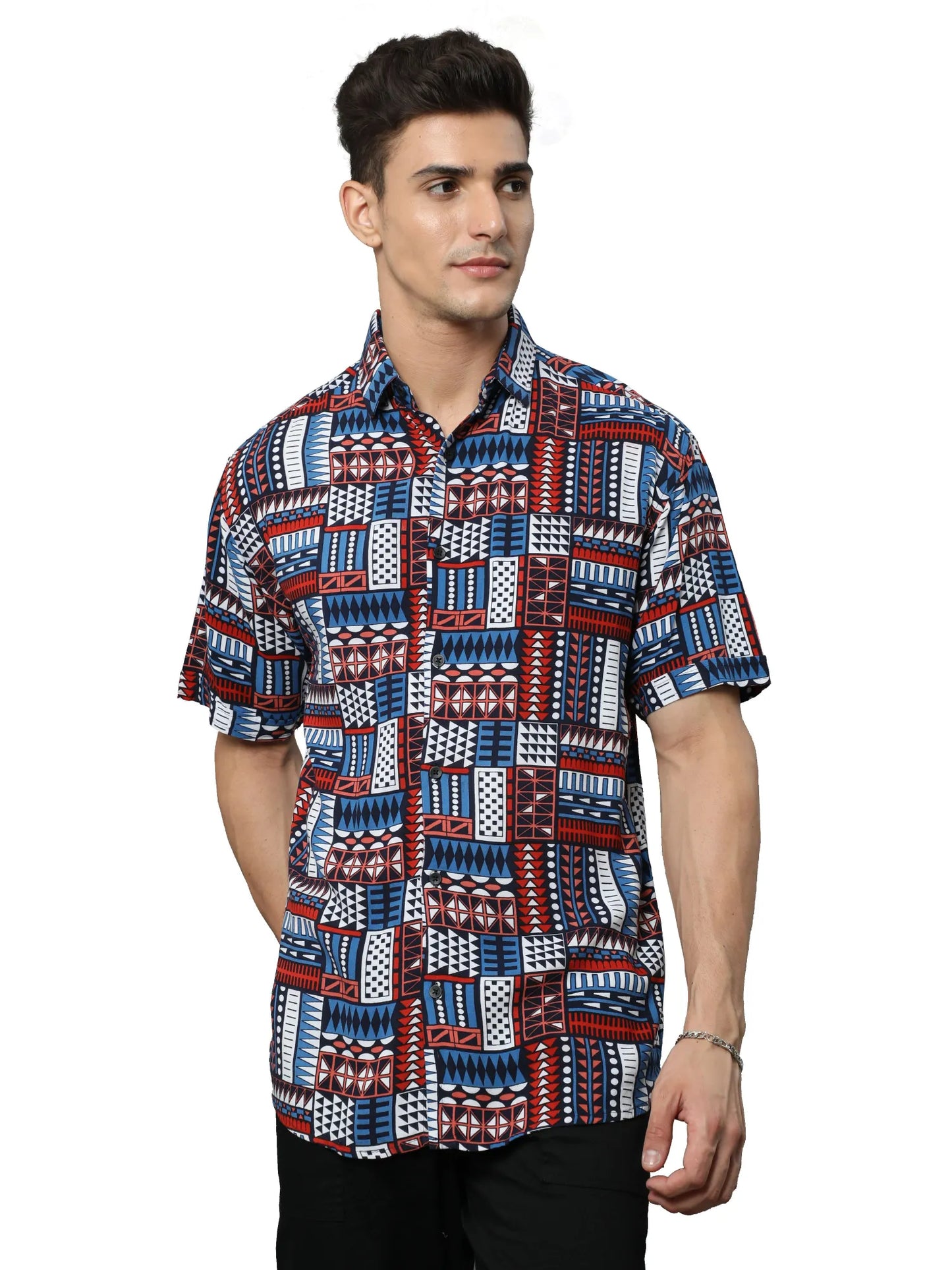 Vibrant Red Rayon Shirt for Men