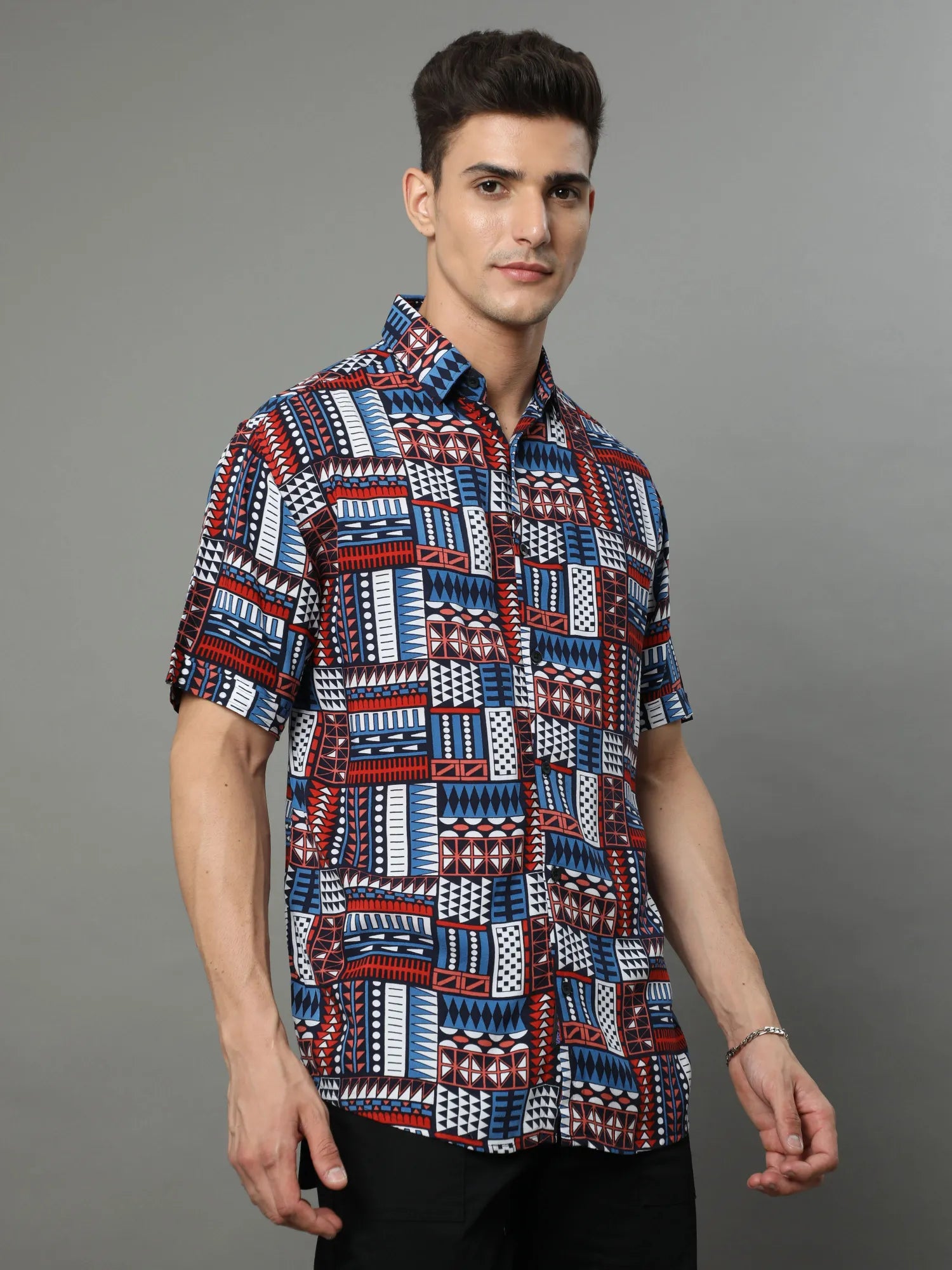 Vibrant Red Rayon Shirt for Men