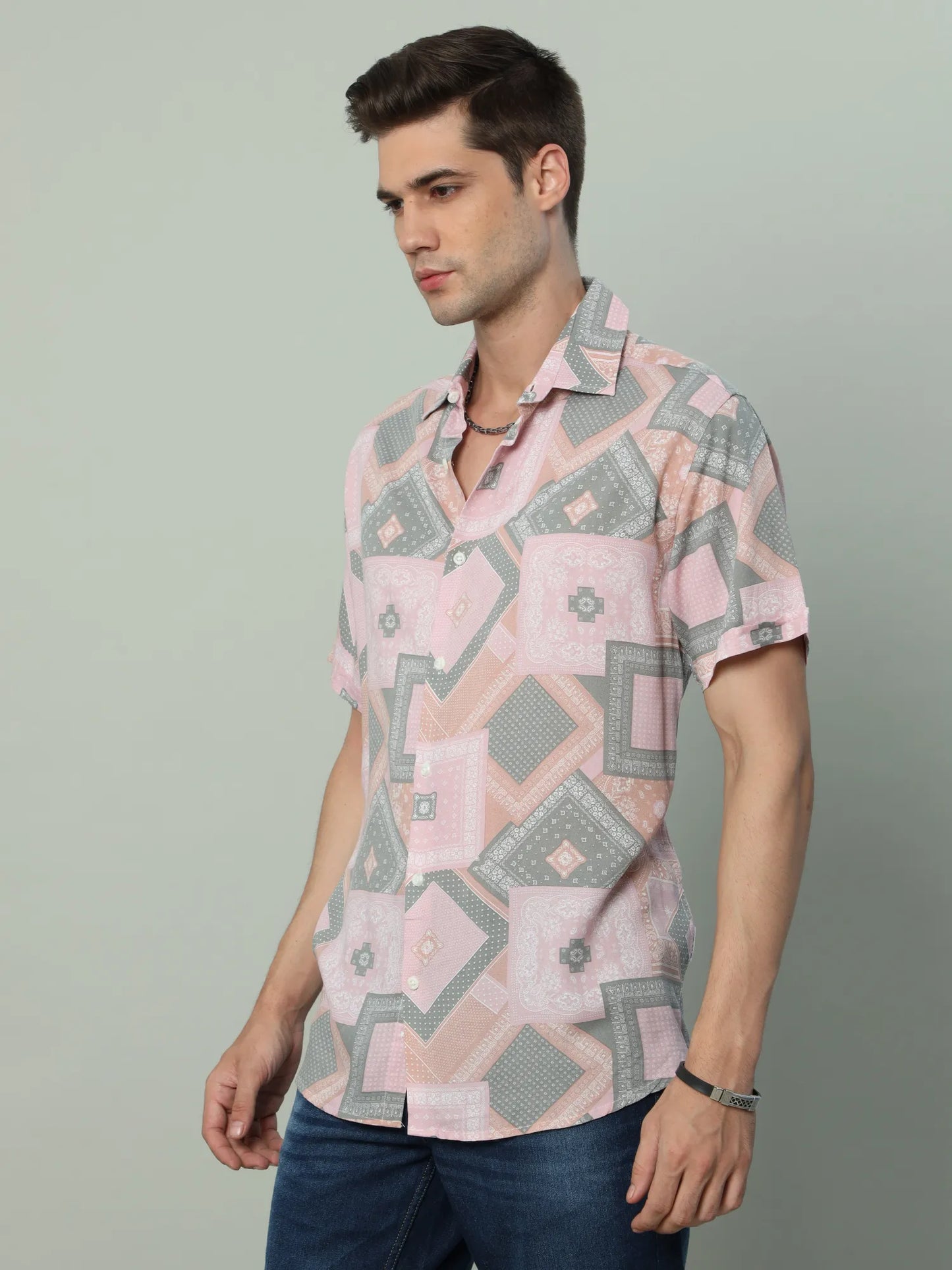 Fuchsia Comfort Men's Pink Rayon Shirt