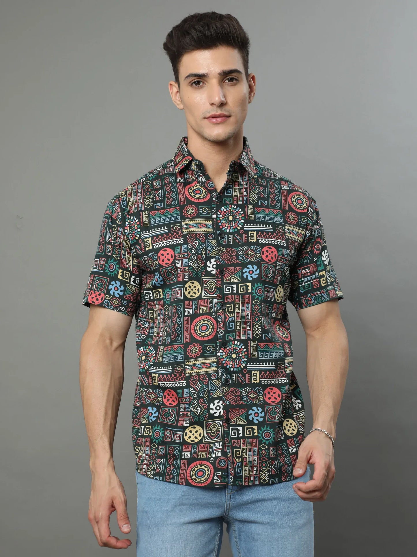 Green Rayon Shirt for Men