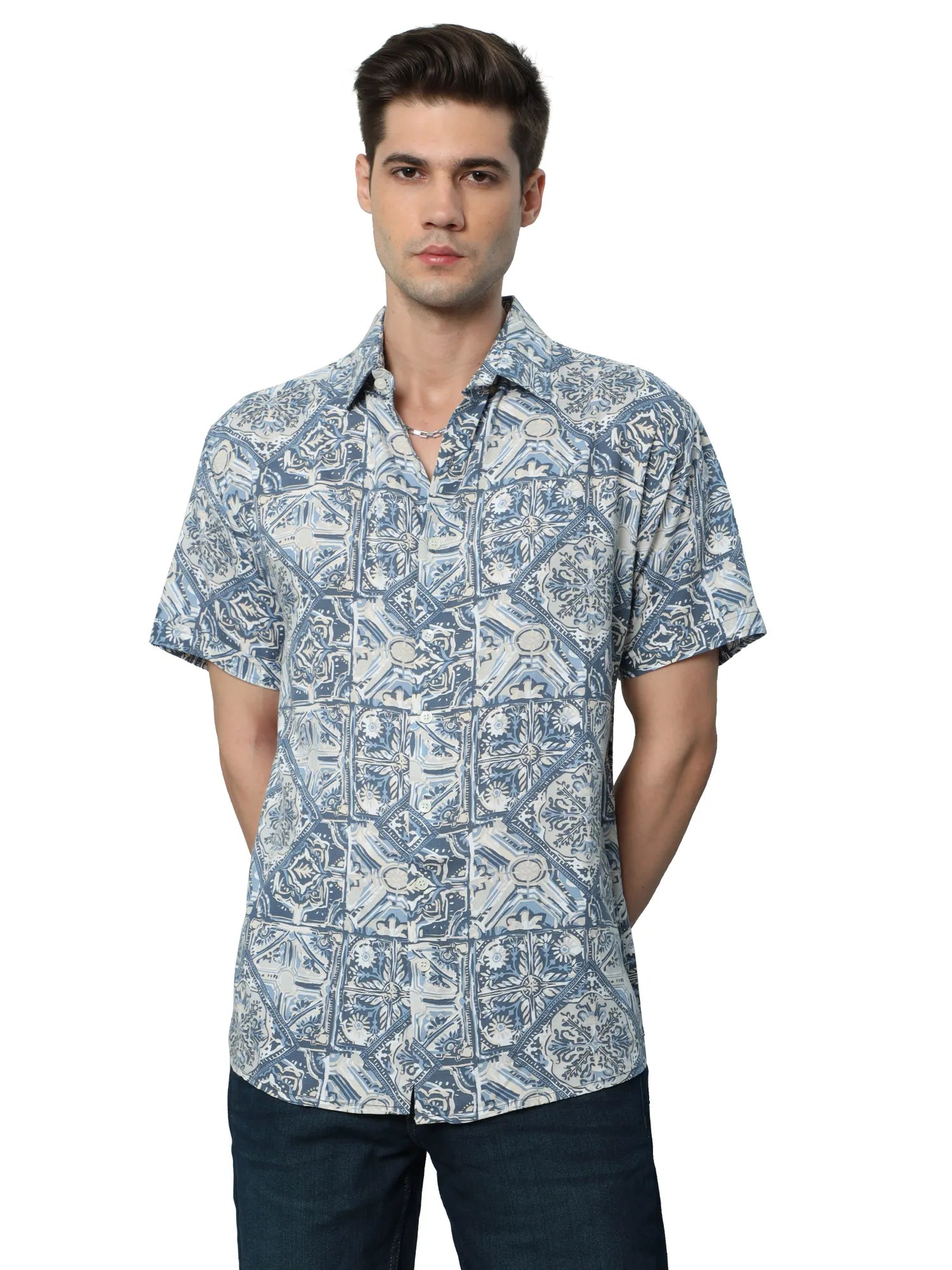 Blue Rayon Shirt for Men