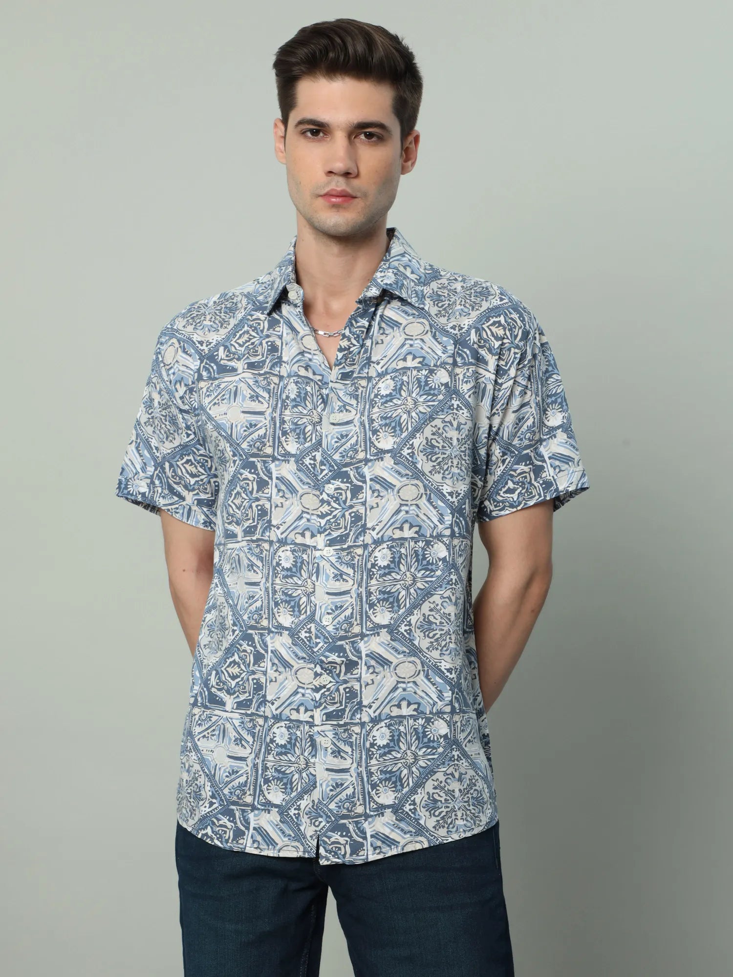 Blue Rayon Shirt for Men