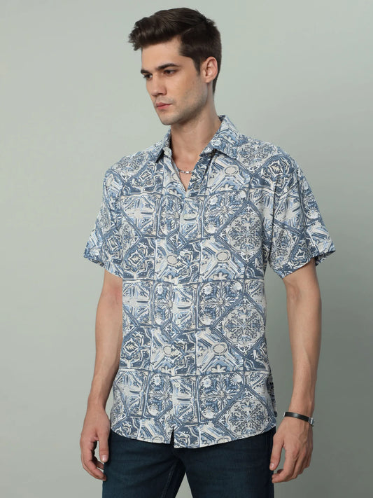 Blue Rayon Shirt for Men