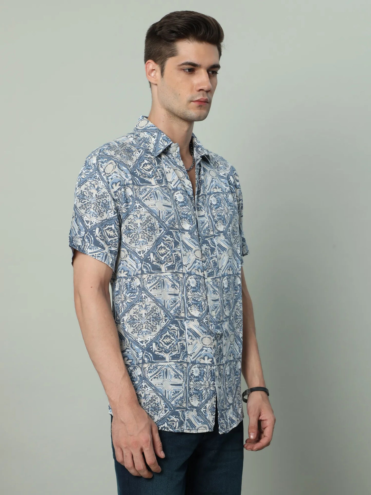 Blue Rayon Shirt for Men