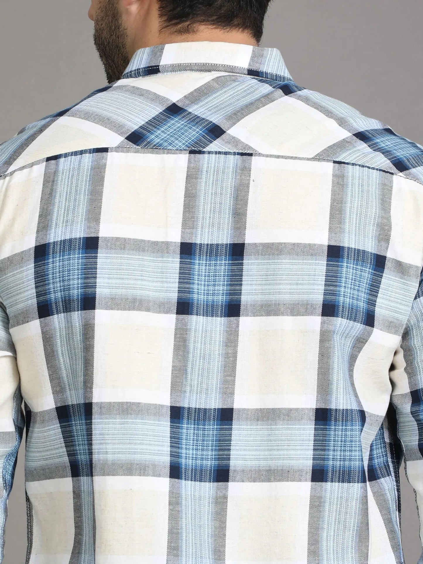 Men's Navy Blue Checkered Shirt
