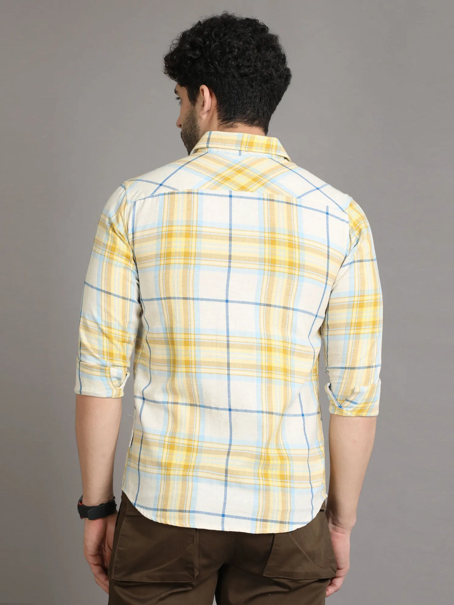 Yellow Checkered Shirt for Men