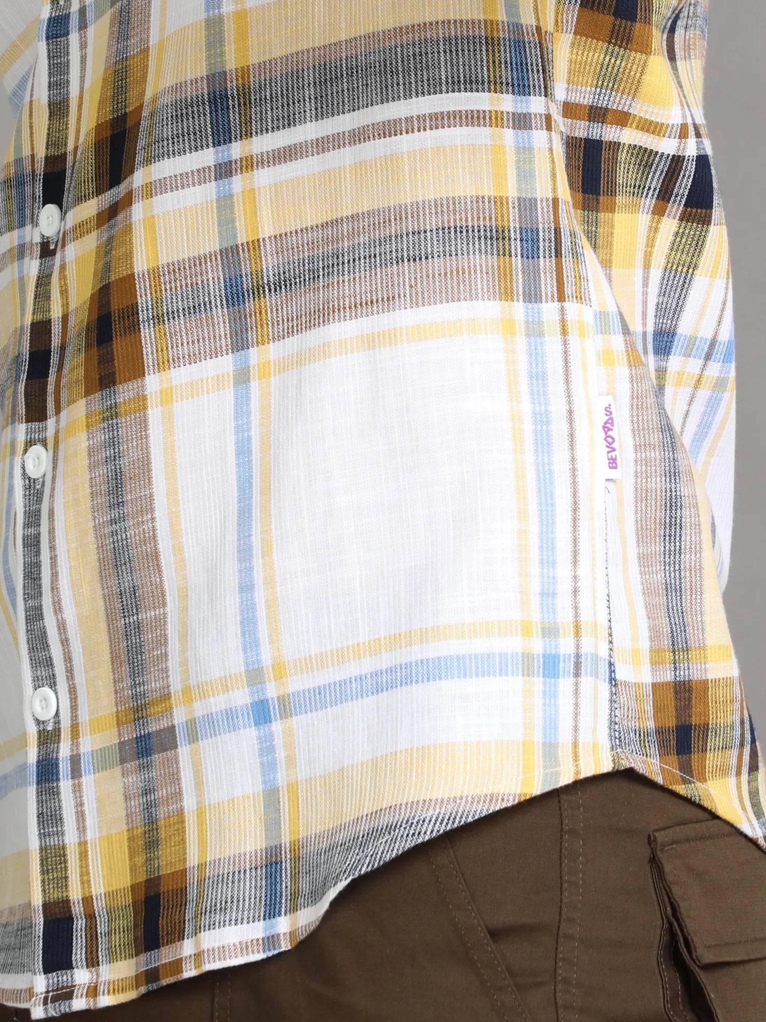 Yellow Checkered Shirt for Men 