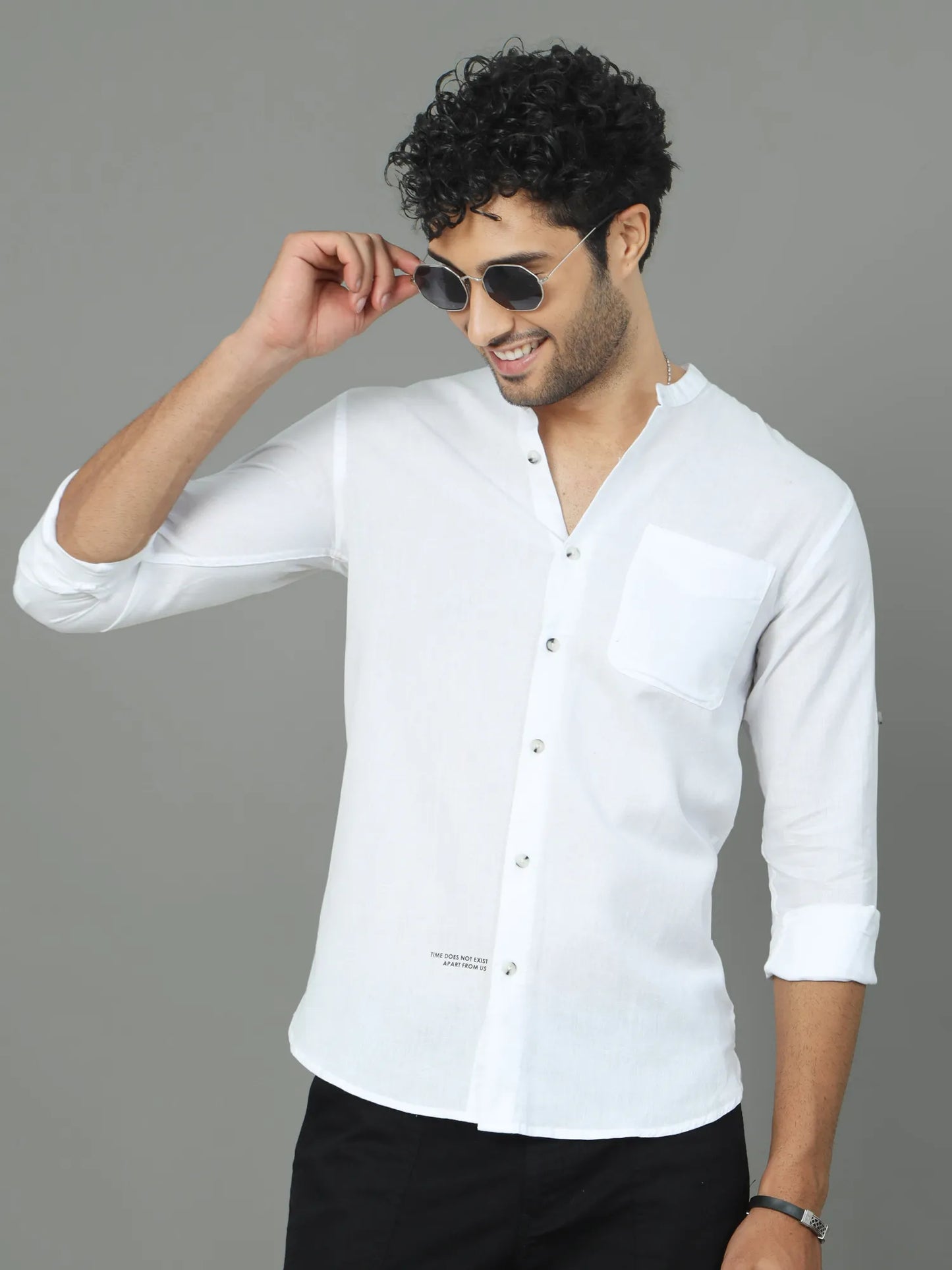 Tidy Whitey Solid Linen Shirt for Men 