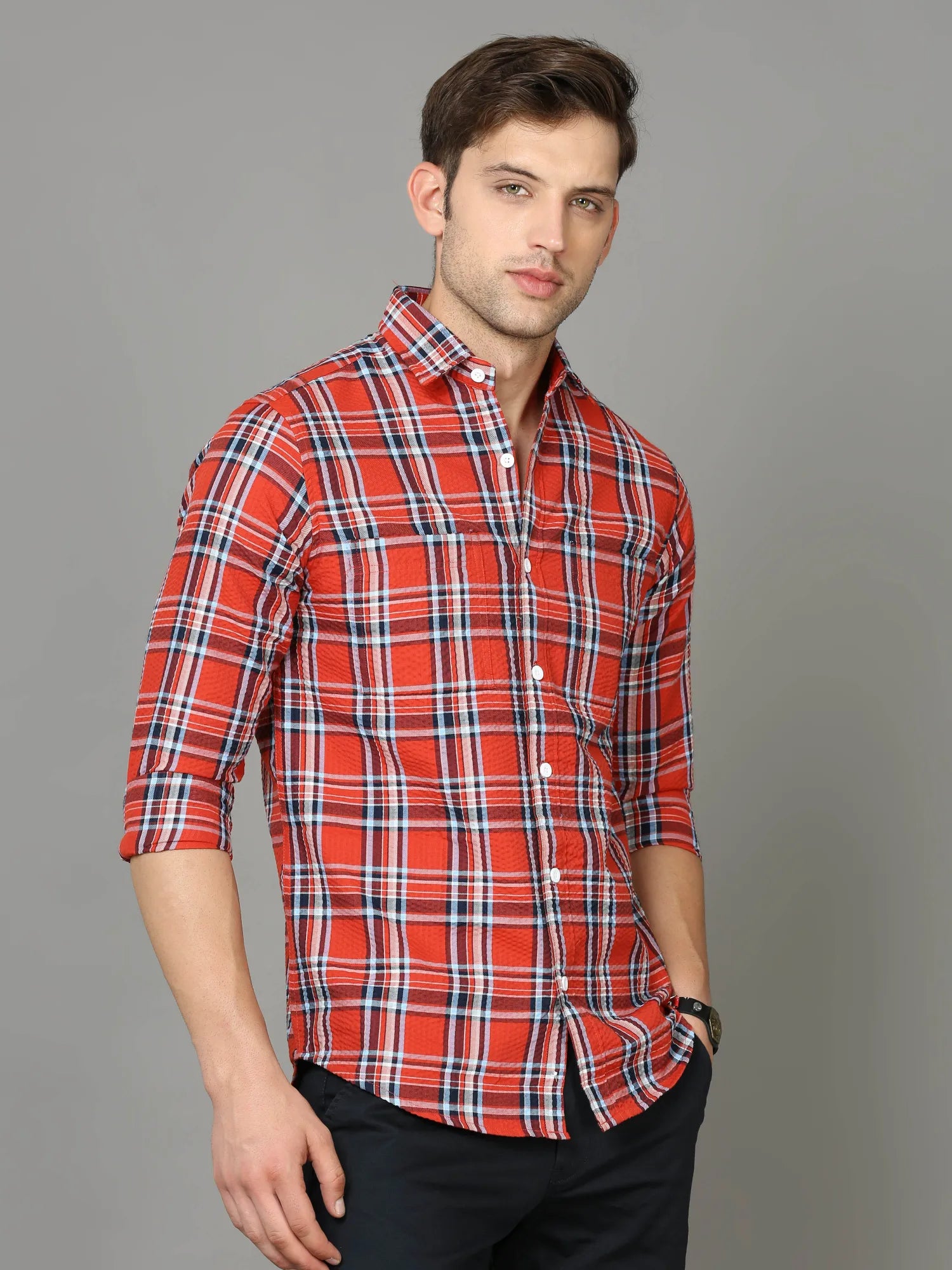 Style Cheerful Checkered Shirt for Men