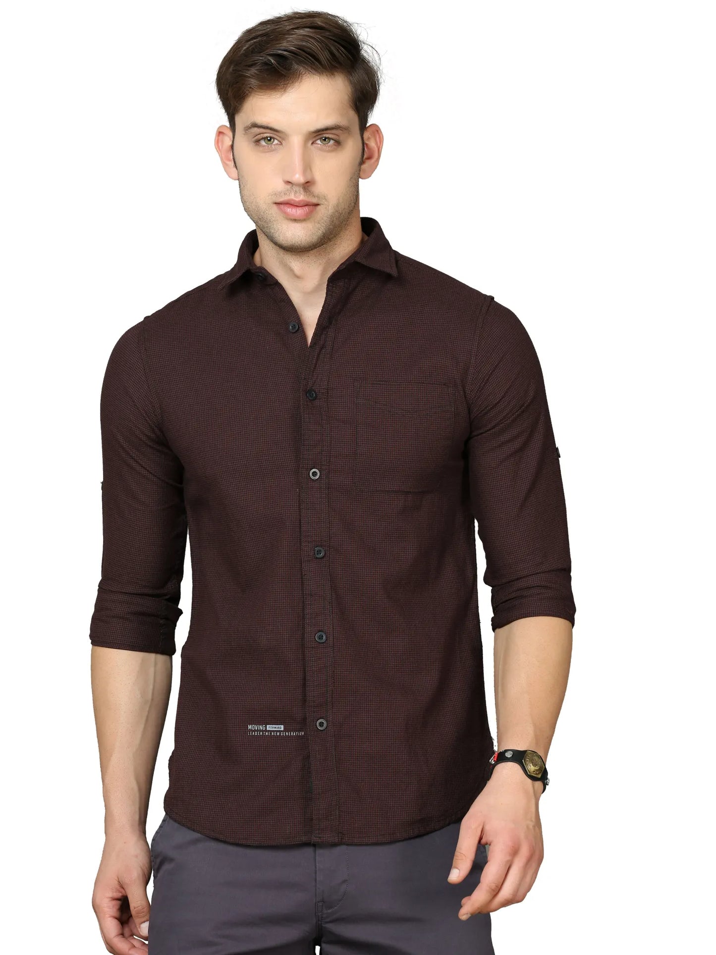 Maroon Checkered Shirt for Men 