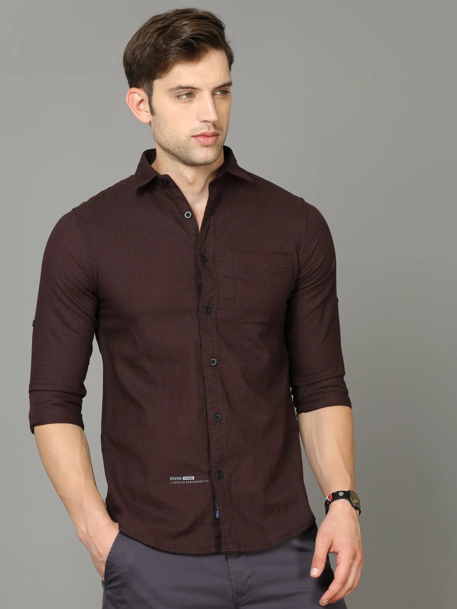 Maroon Checkered Shirt for Men 