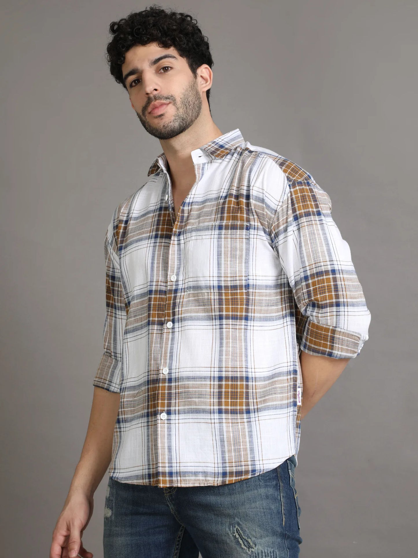 Brown Checkered Shirt for Men 