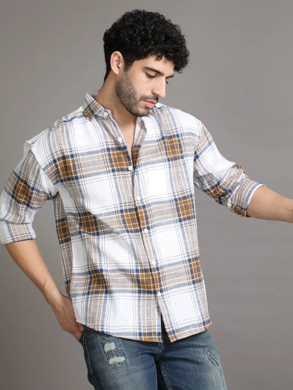 Brown Checkered Shirt for Men 