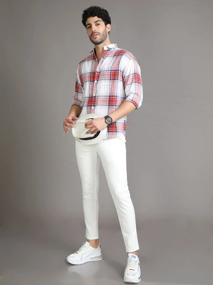  Red Cord Checkered Shirt for Men 
