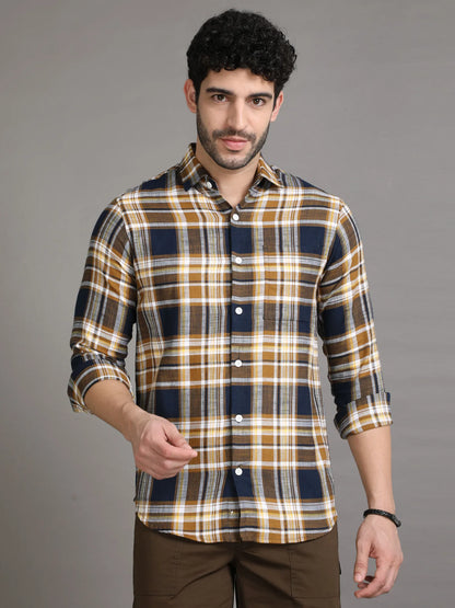  Blue Cord Checkered Shirt for Men 