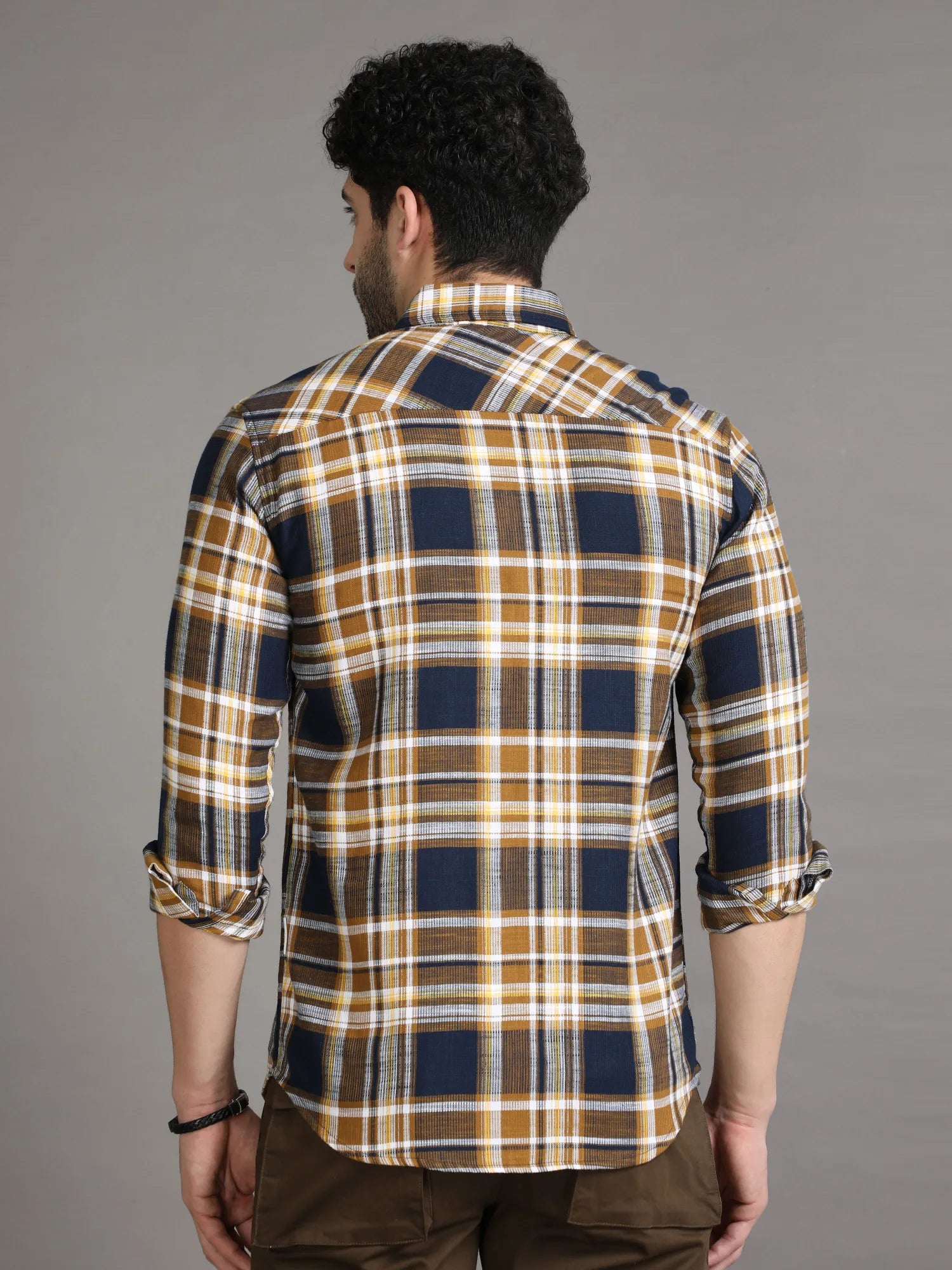  Blue Cord Checkered Shirt for Men 