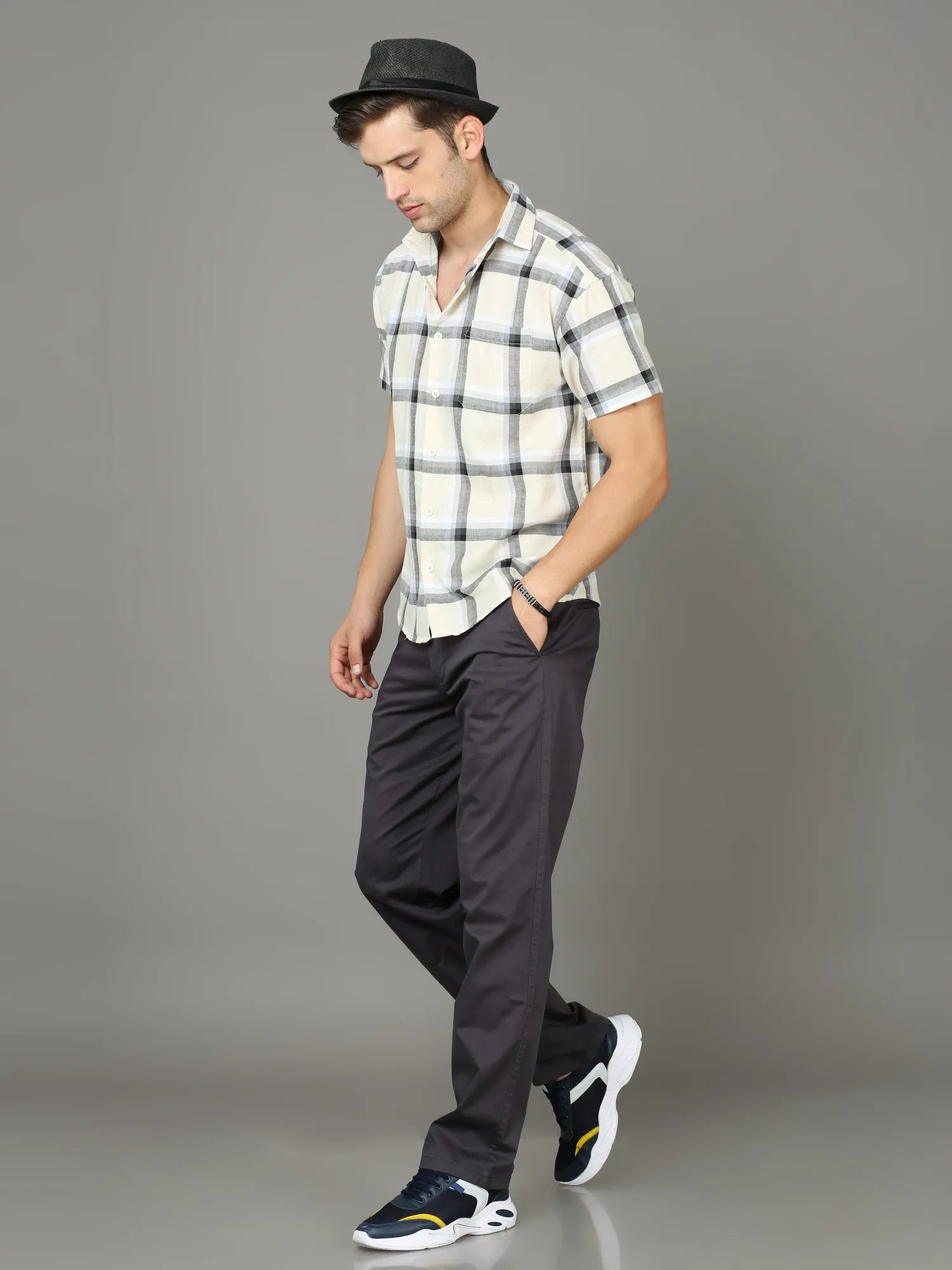 Versatile Grey Checkered Style shirt for Men 