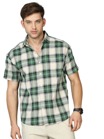 Refined Green Pattern Shirt for Men