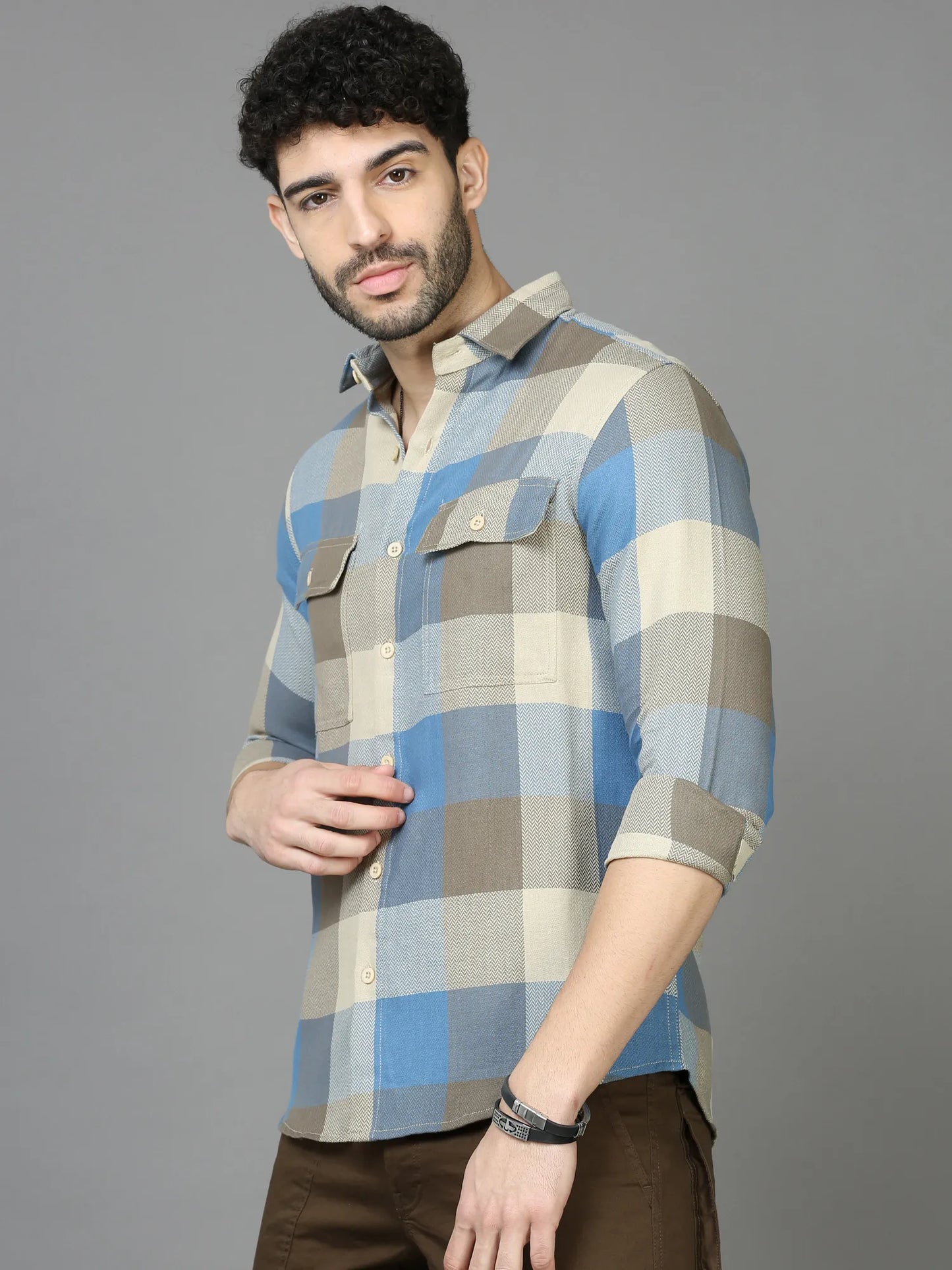 Cool Dapper Blue Checkered Shirt for Men 