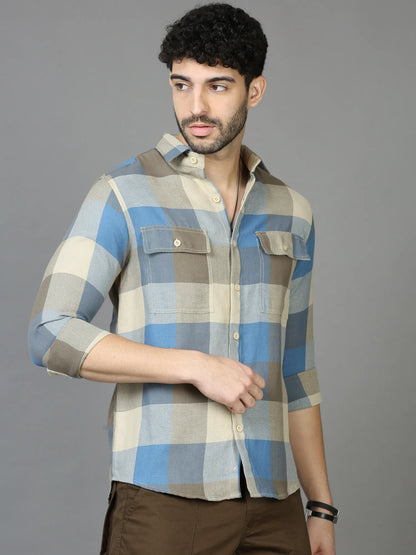 Cool Dapper Blue Checkered Shirt for Men 