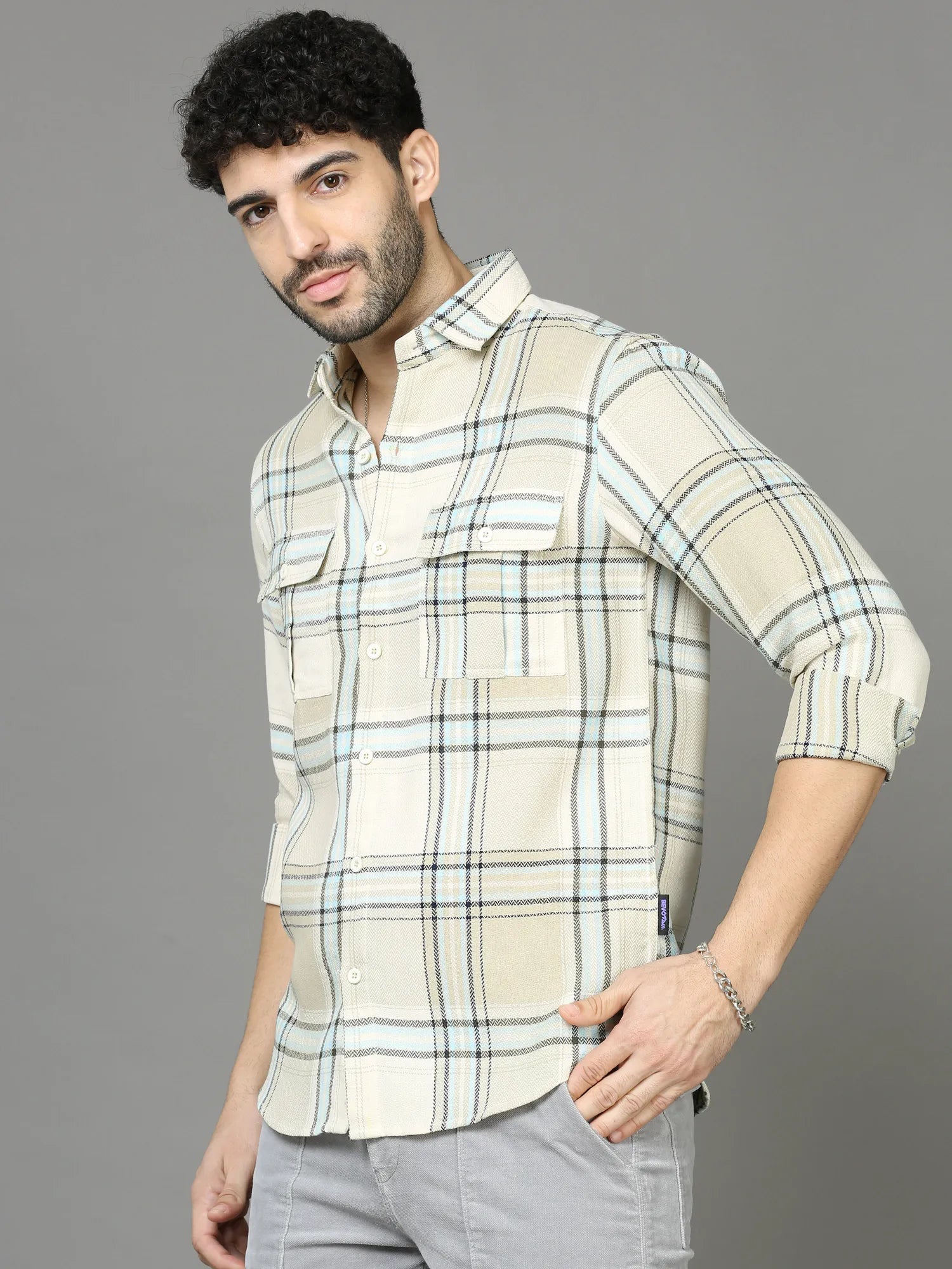 Neutral Delight Checkered Shirt for Men 