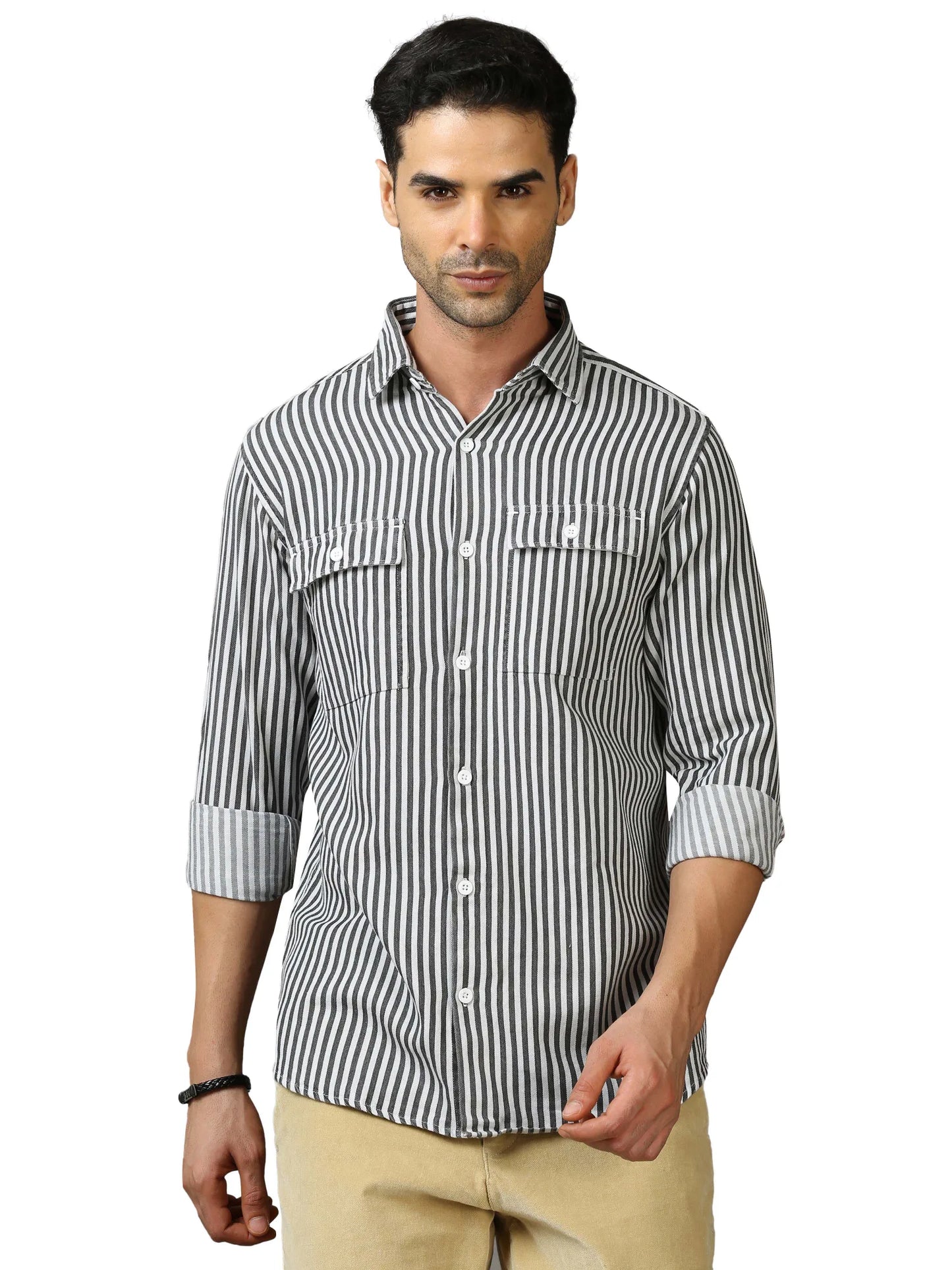 Dark Denim Stripes Shirt for Men