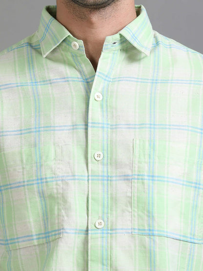 Green Checkered Shirt for Men 
