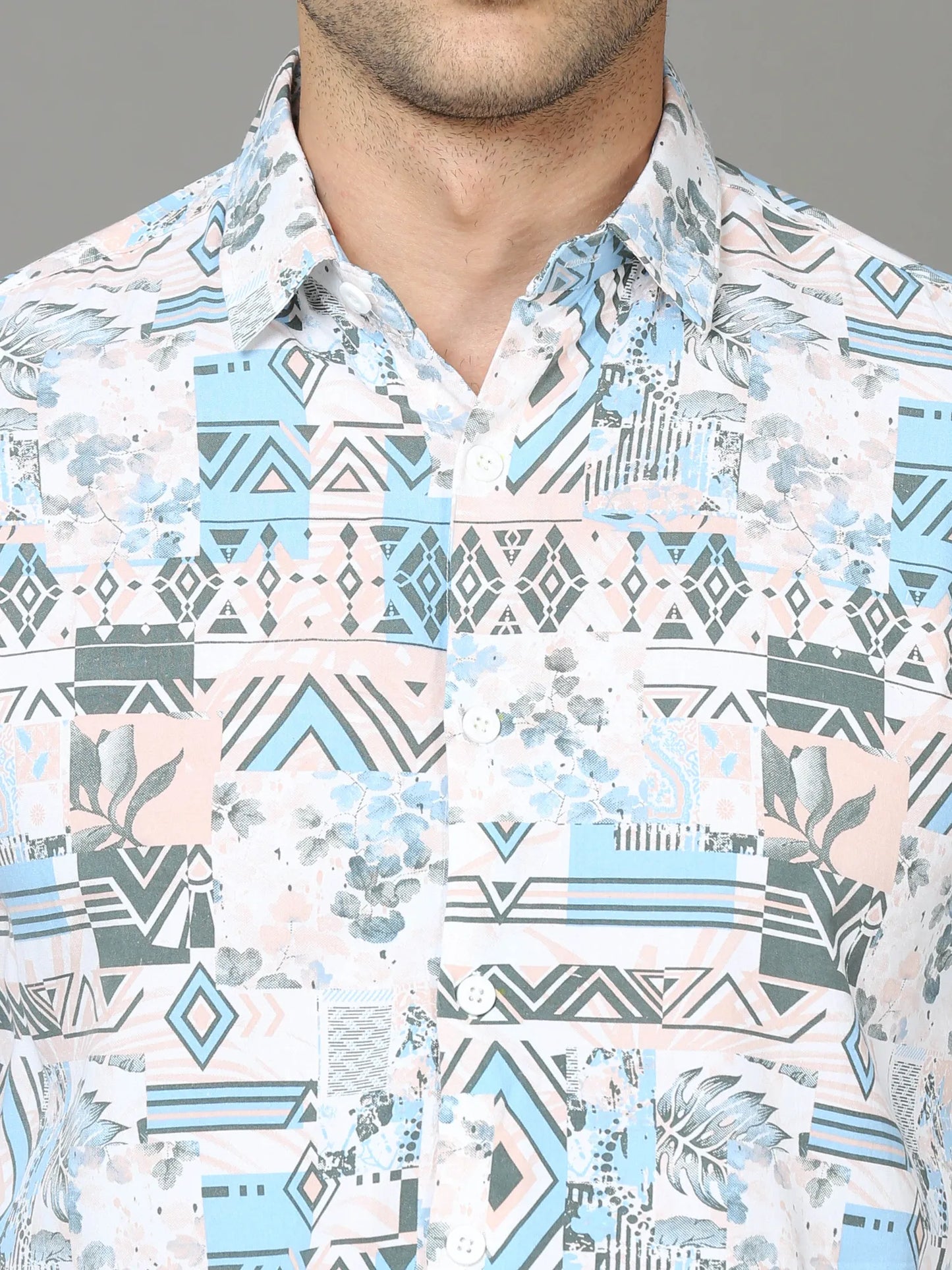 Azure Blossom Blue Rayon Shirt for Men 