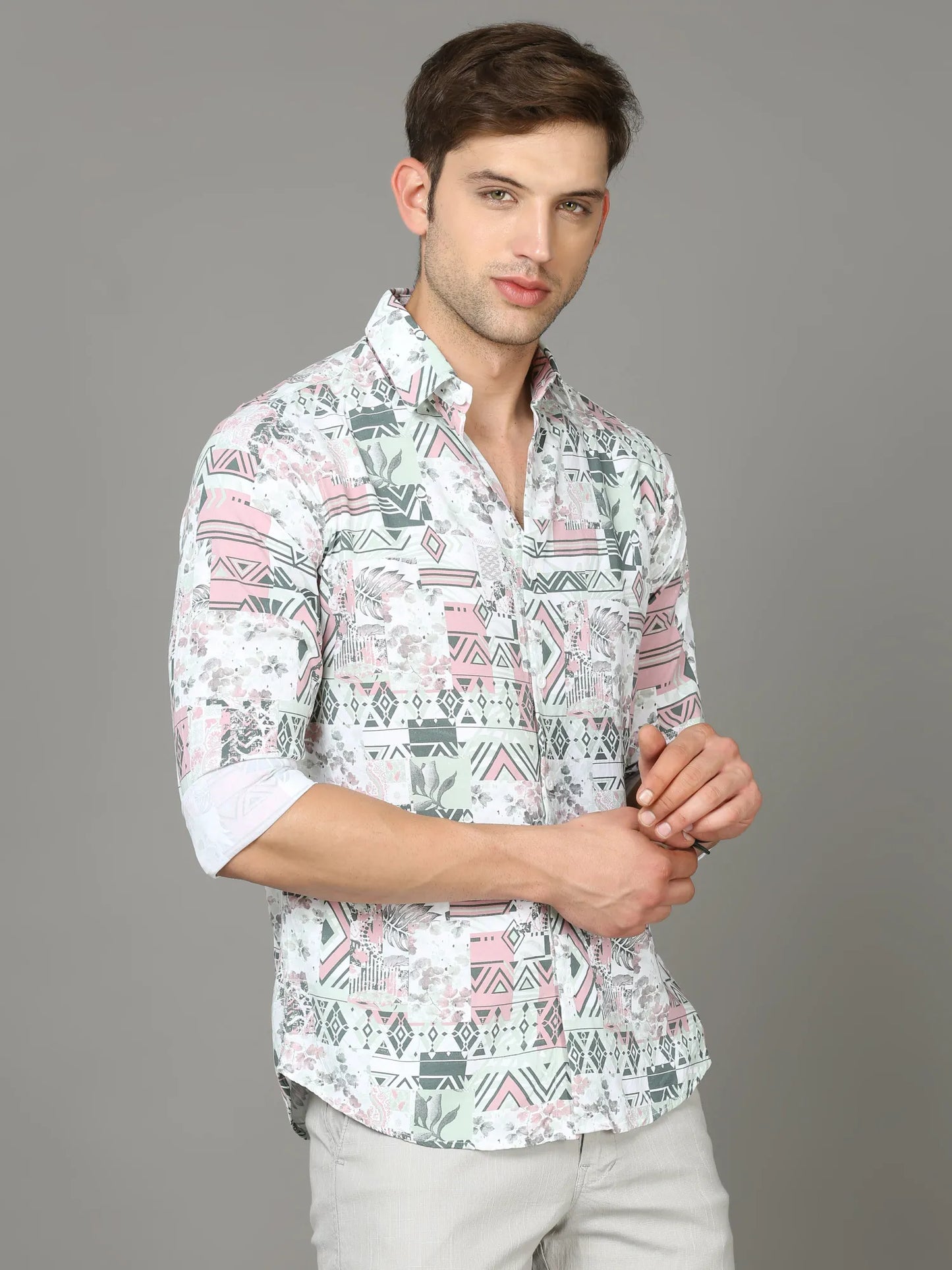 Bold Gentility: Pink Rayon Shirt for Confident Style