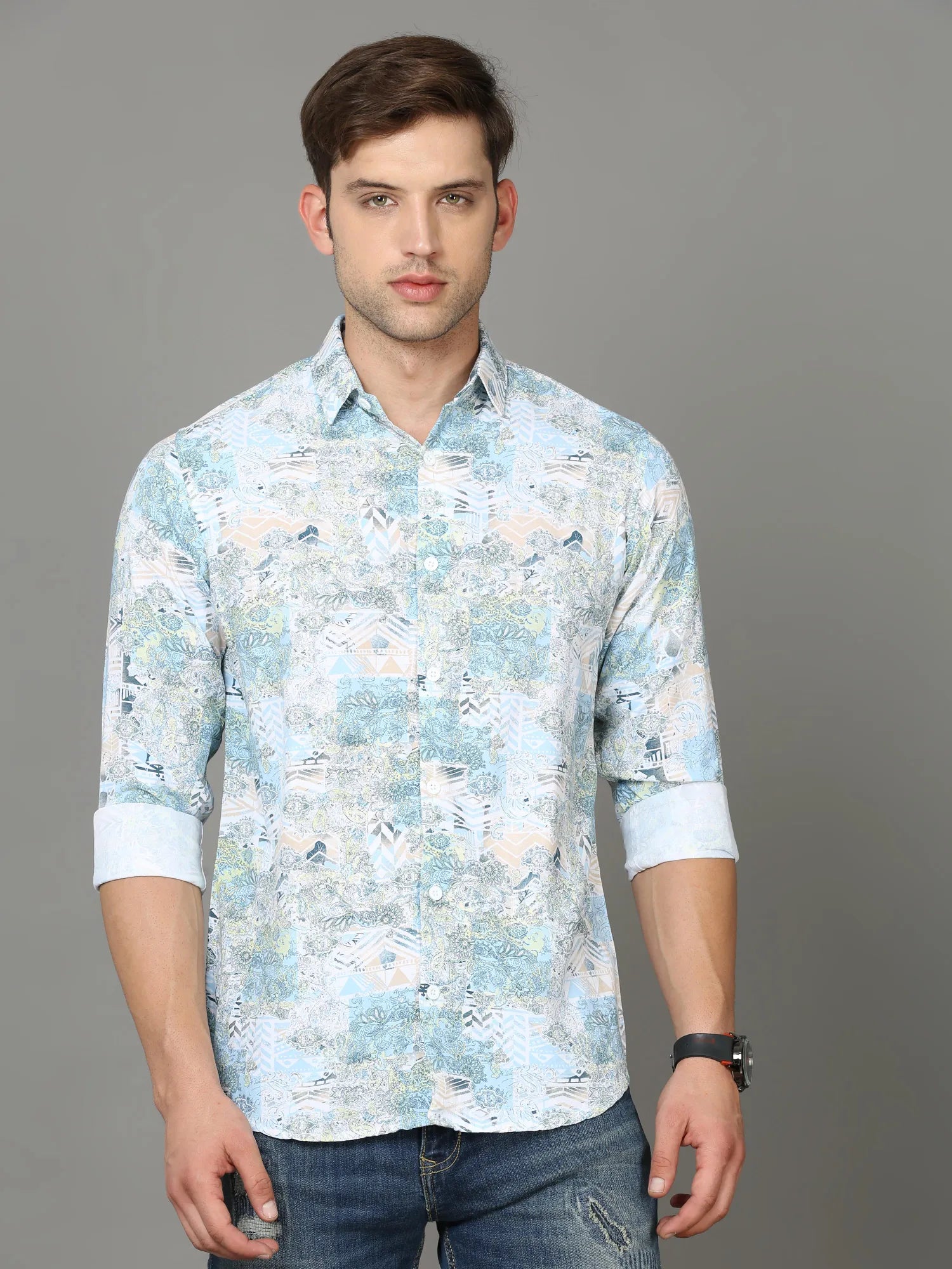 Blue Rayon Shirt for Men