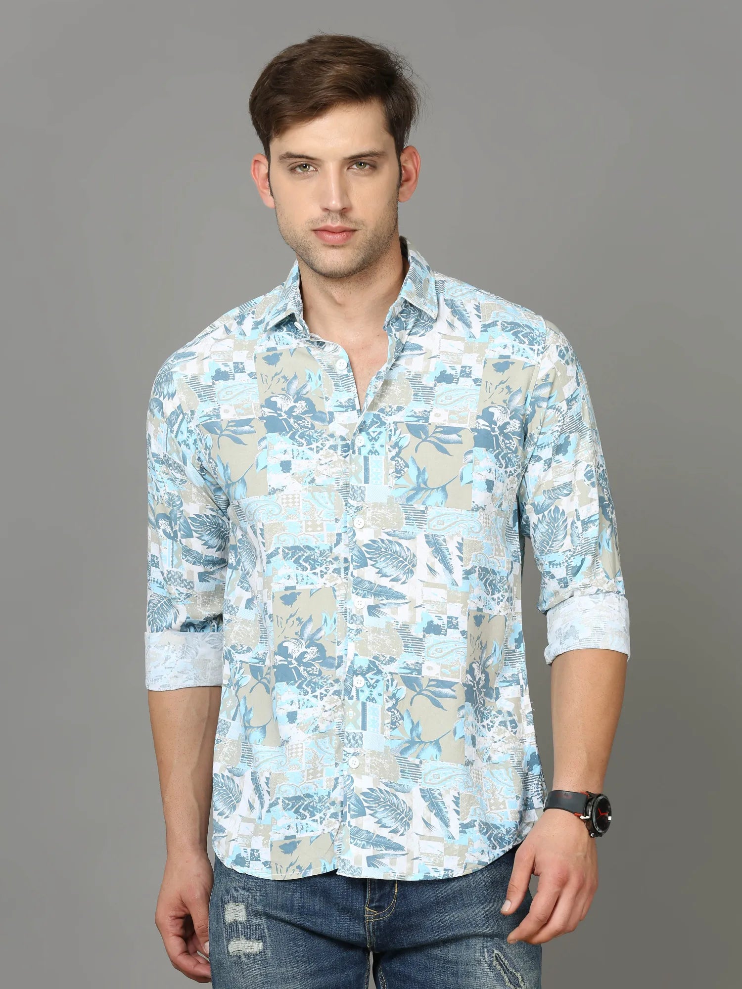 Blue Rayon Shirt for Men