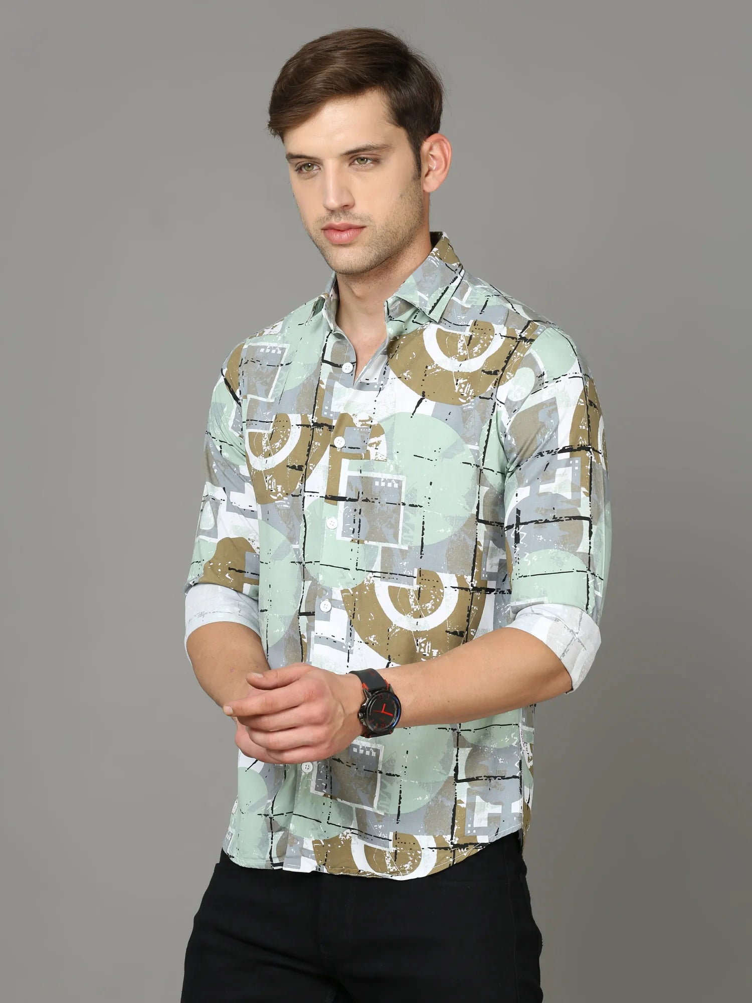 Brown Rayon Shirt for Men